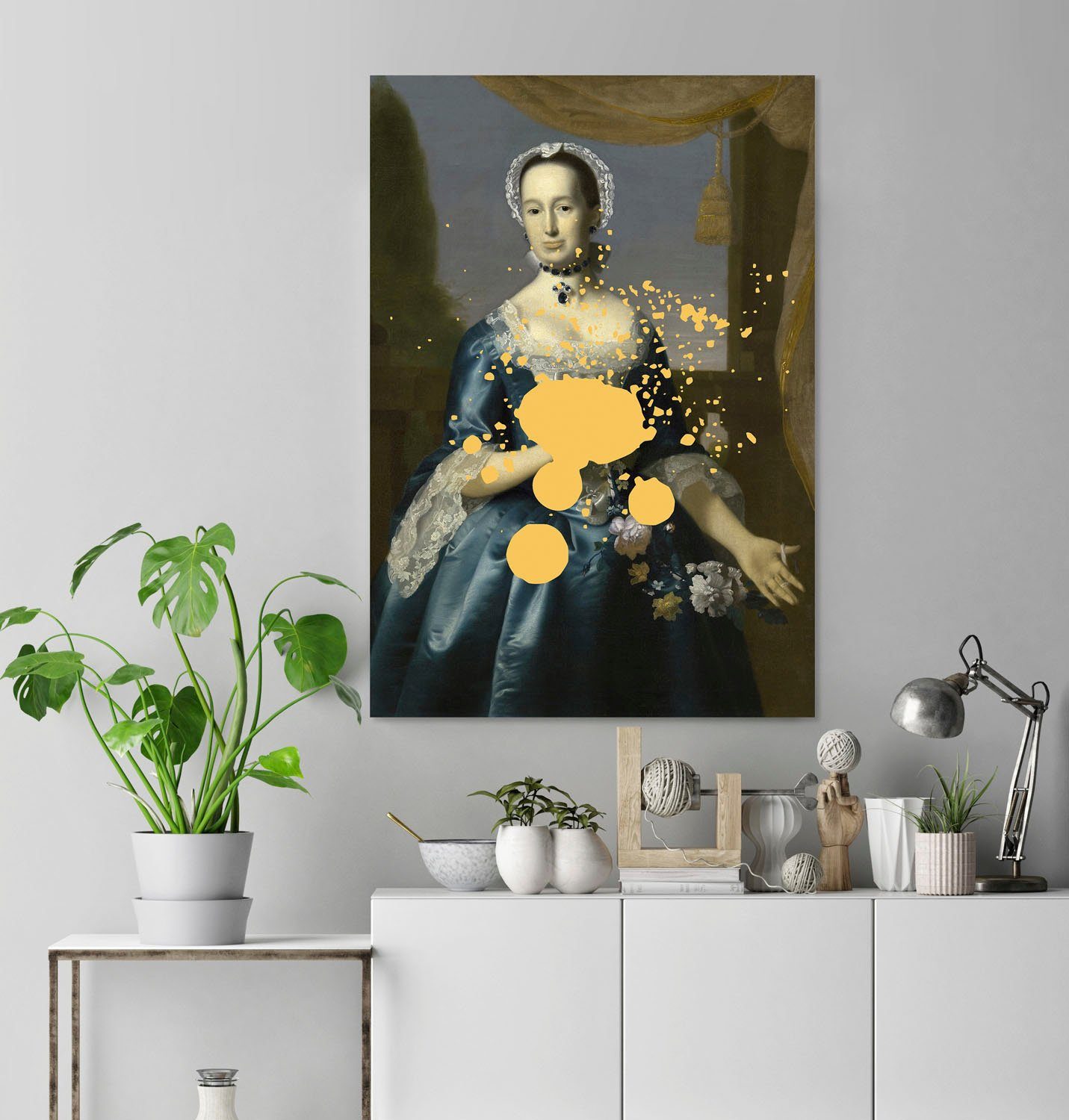 queence Artprint op acrylglas Vrouw met kleurvlek Fine Art-print in galeriekwaliteit