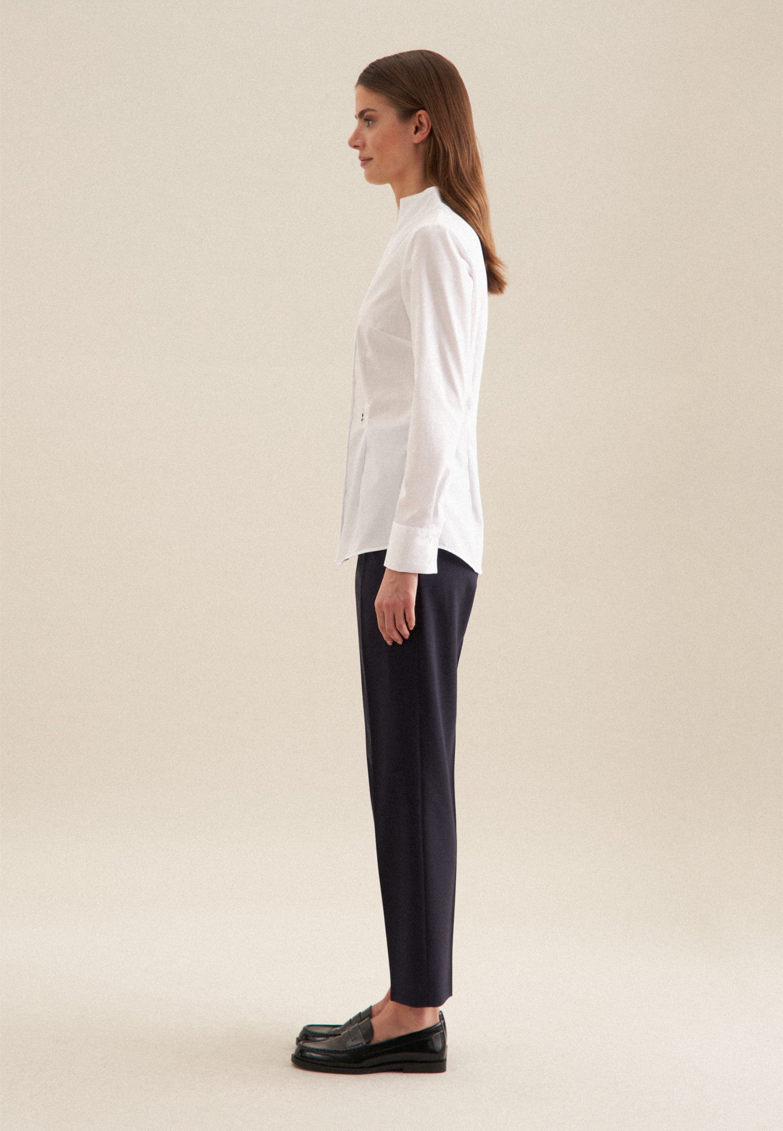 seidensticker Klassieke blouse Zwarte roos Lange mouwen kraag uni
