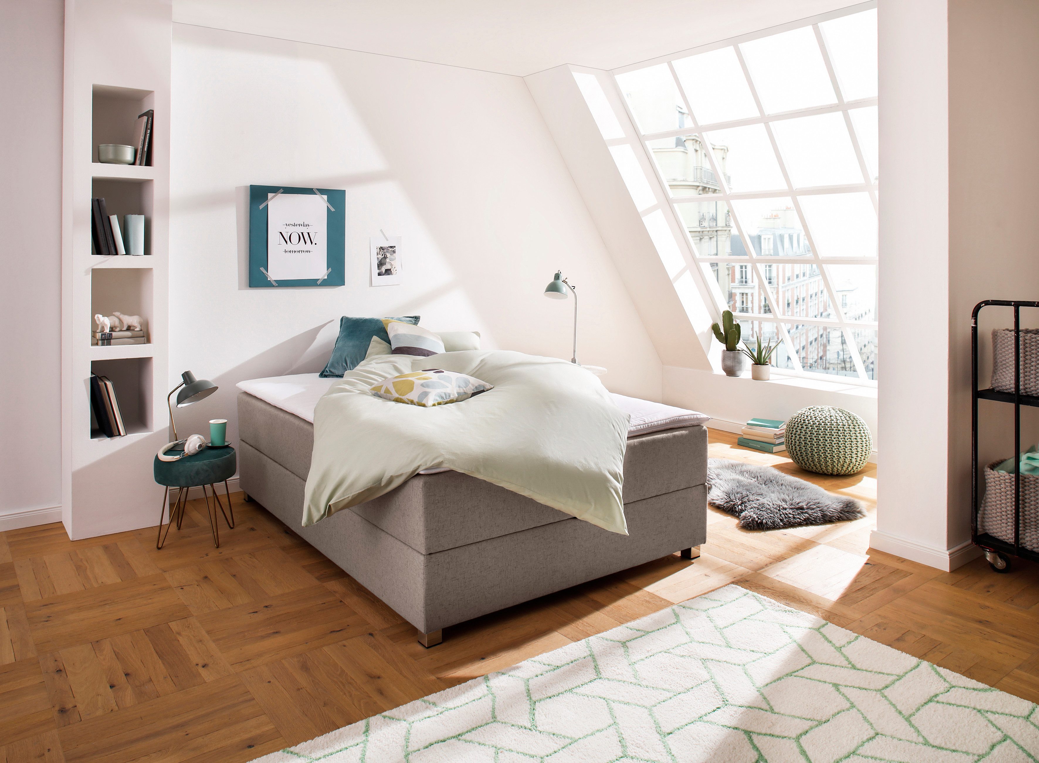 INOSIGN Boxspring Alexis zonder hoofdbord - ideaal voor ruimtes met schuine plafonds, in 4 breedten