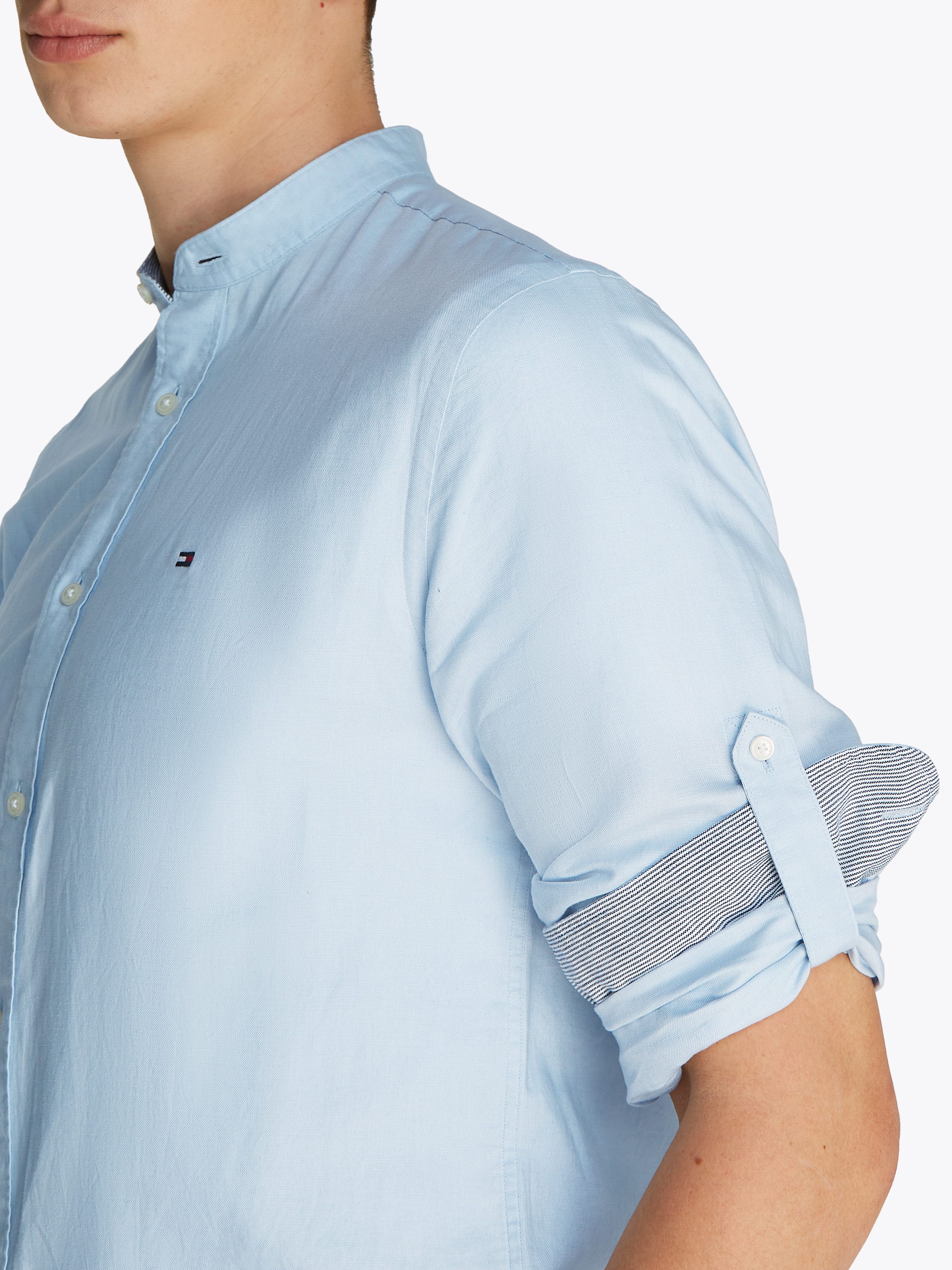 Tommy Hilfiger Overhemd met lange mouwen LINEN BLEND MAO COLLAR SHIRT