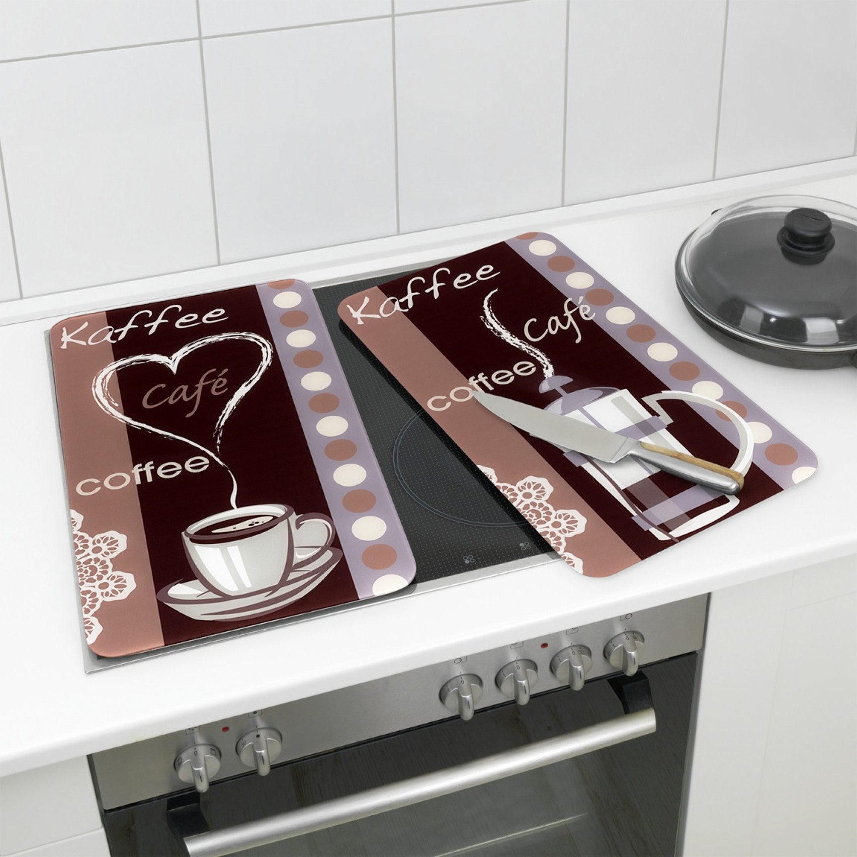 WENKO Kookplaatdeksel Universeel model Koffiegeur (set, 2-delig)