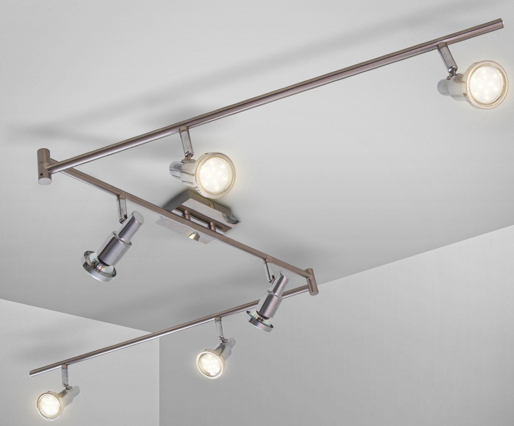 B.K.Licht Plafondspotje BK_DS1207 LED Deckenleuchte, L: 1,8m, 6x schwenkbare LED-Spots, Metall