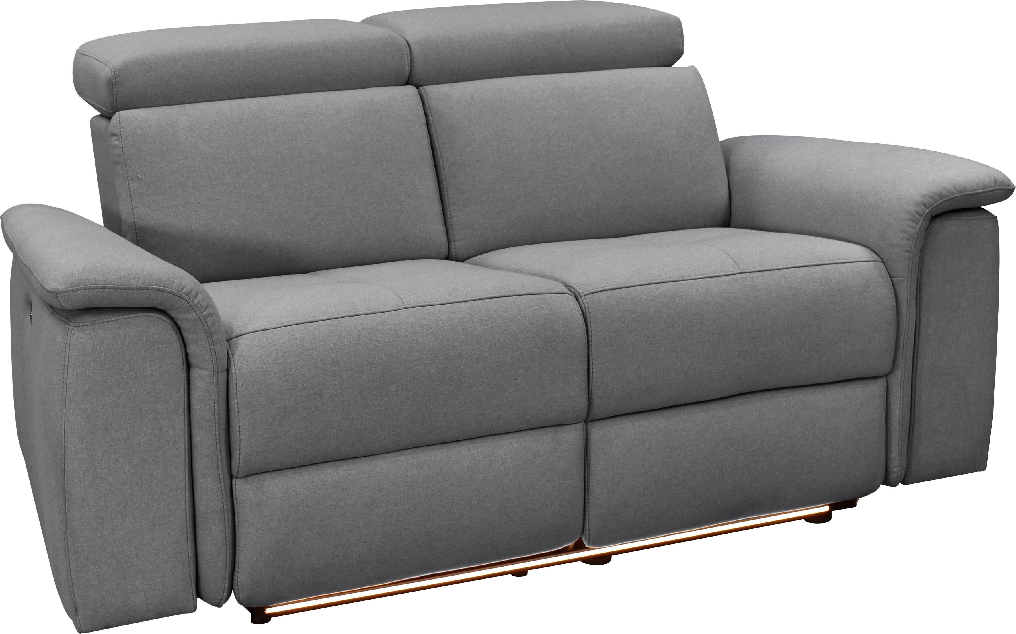 Places of Style 2-zitsbank Pareli 172 cm, handmatige en elektrische relaxfunctie USB, hoofdsteunverstelling, LED, in echt leer, kunstleer, web