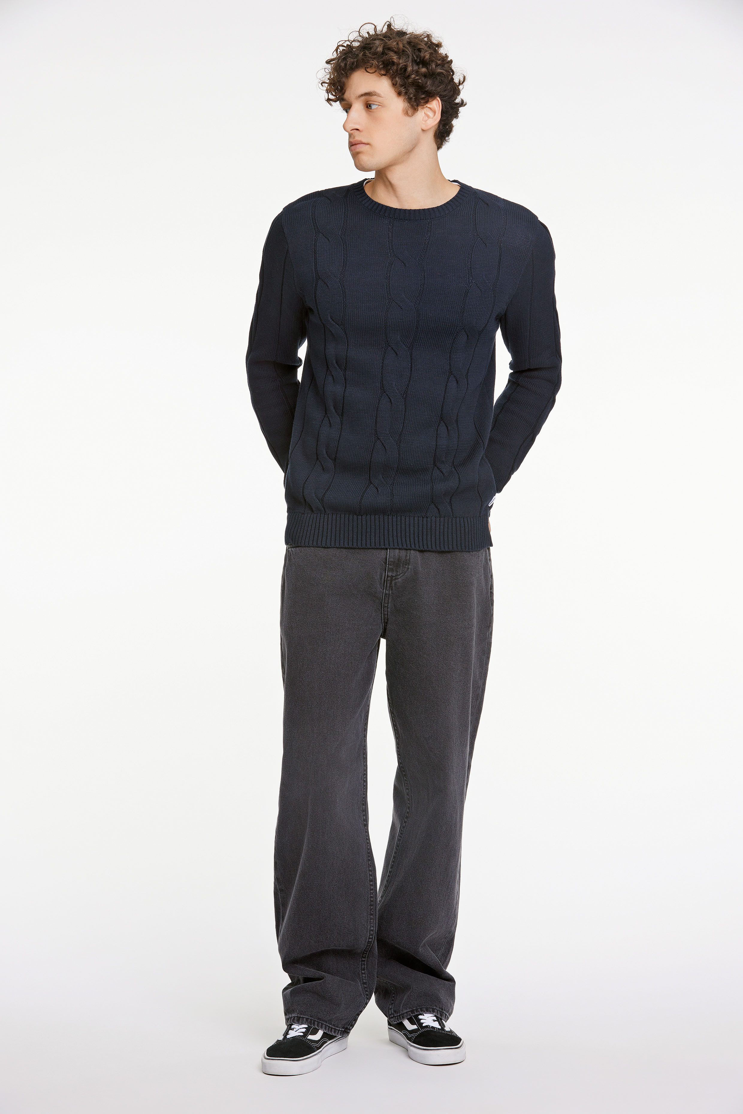 LINDBERGH Trui met ronde hals met stijlvol kabelpatroon