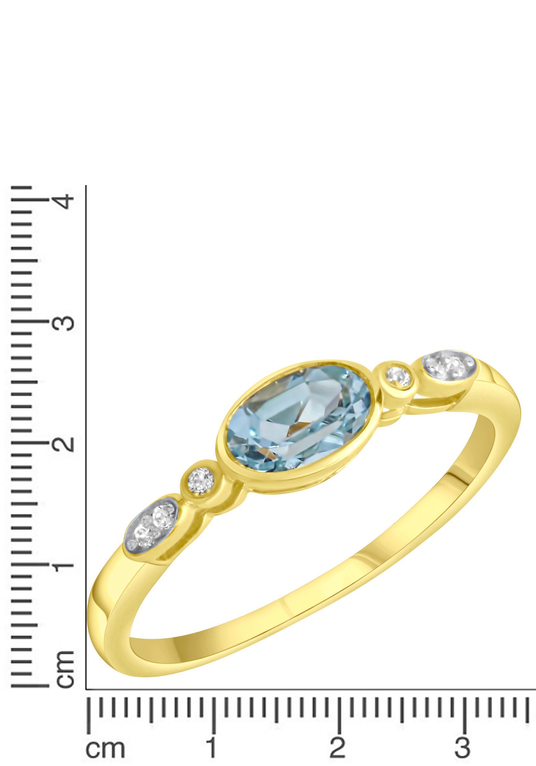 Firetti Ring Sieraad cadeau zilver 925 zilveren ring met blauwe topaas (behandeld), zirkoon (synthetisch)