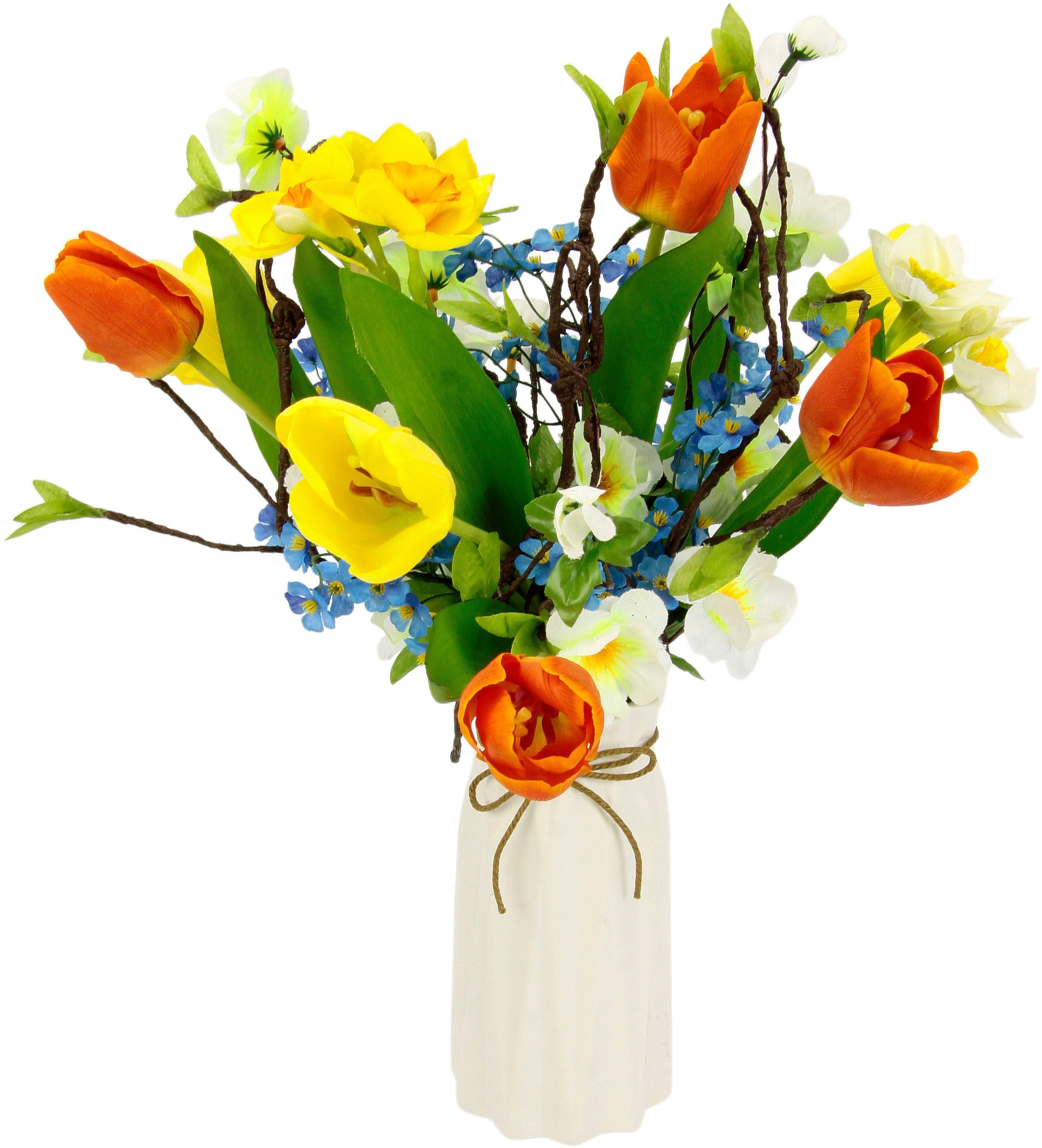 I.GE.A. Kunstbloem Arrangement tulpen/bloemen Vaas van keramiek (1 stuk)