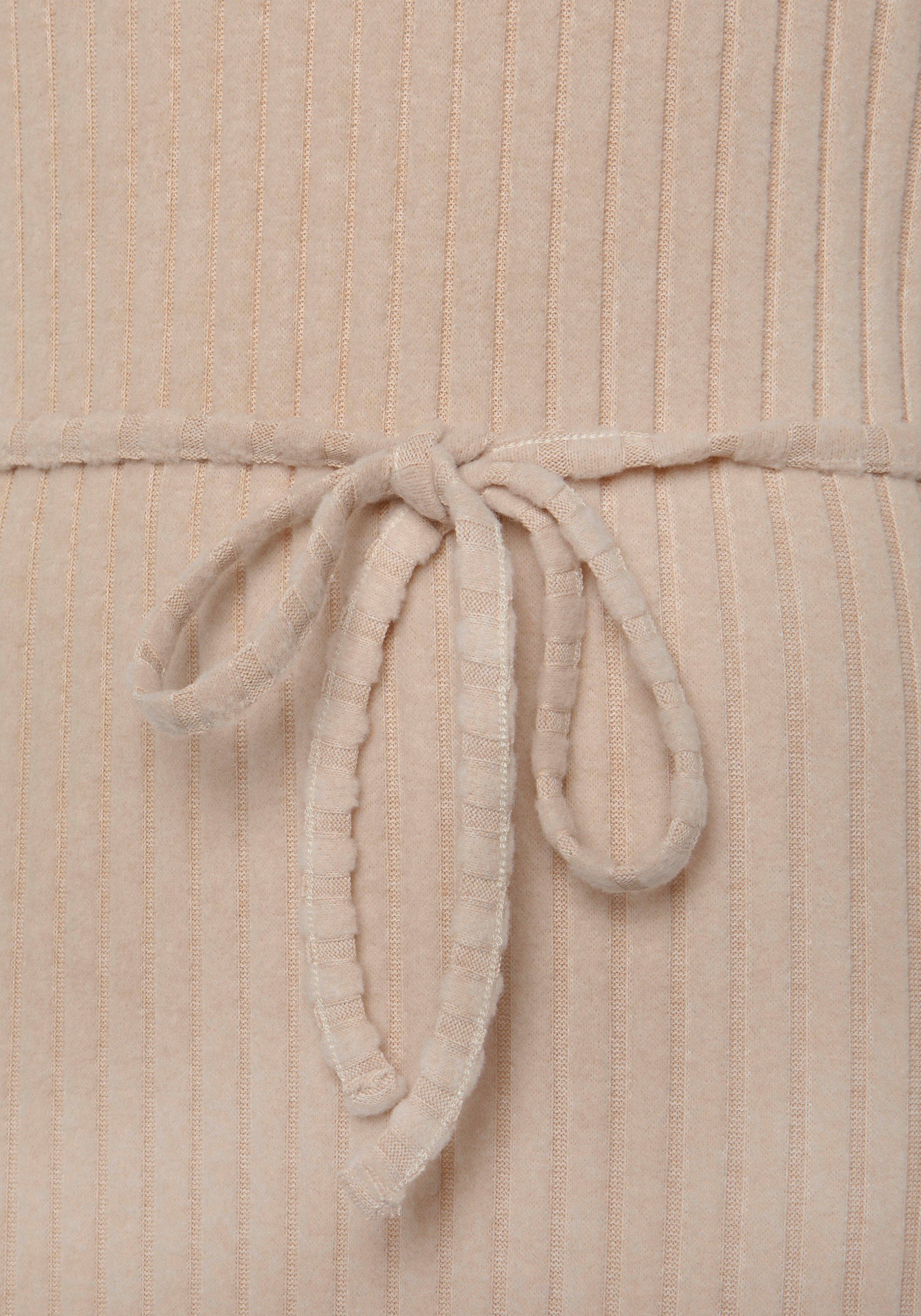 Lascana Gebreide jurk - Ribgebreide jurk, loungejurk Lounge-/rib jurk met wijde mouwen en tailleband, loungewear (1-delig)
