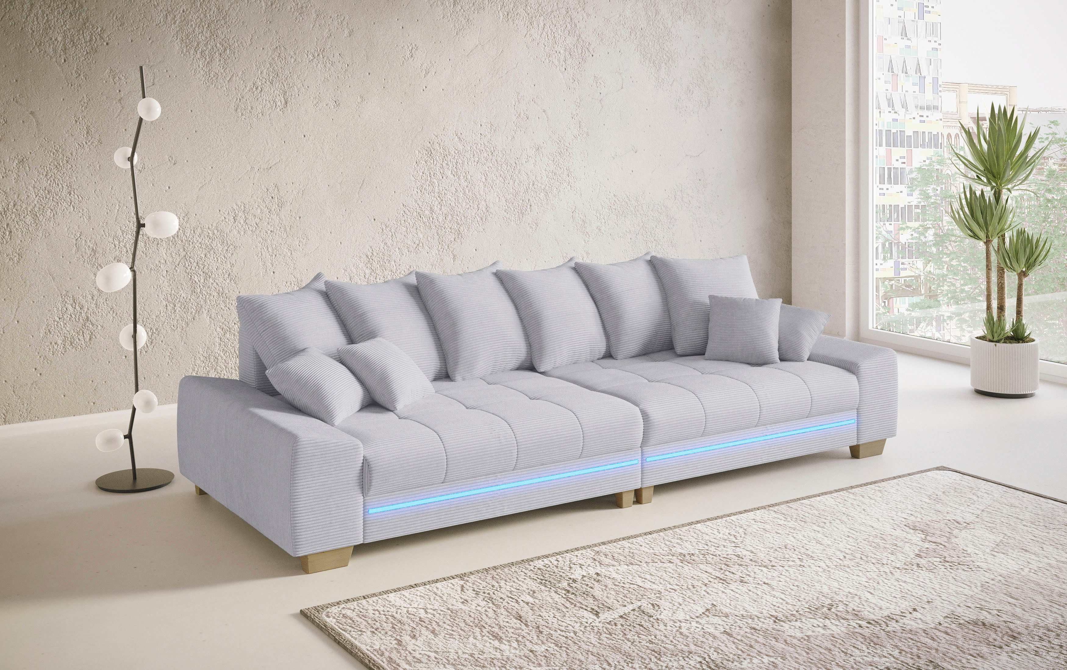 Mr. Couch Megabank Nikita II met rgb-led-verlichting, koudschuim bekleding tot 140 kg belastbaar