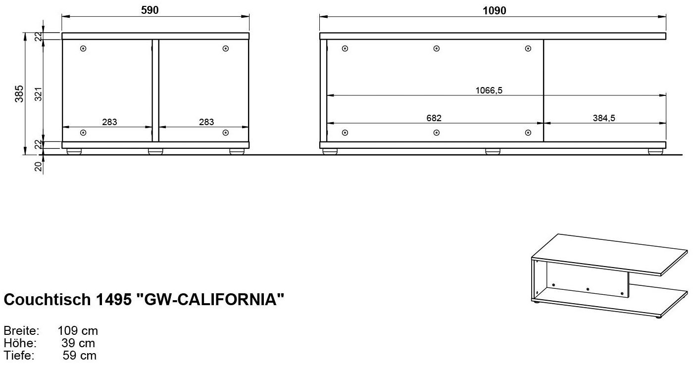 GERMANIA Salontafel California Breedte 109 cm, met filigraan verwerkt bovenblad