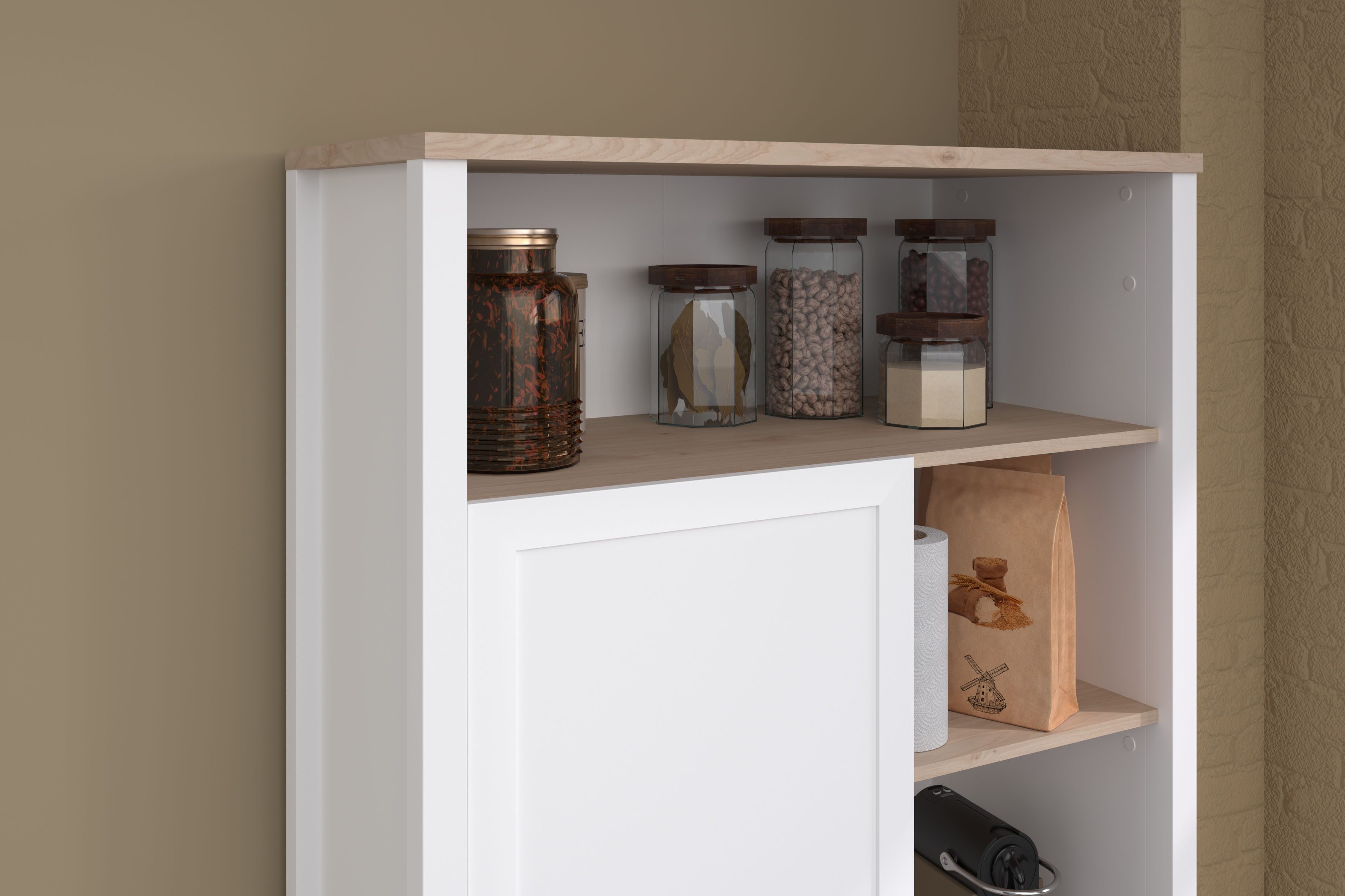Parisot Buffetkast Cottage 11 Veel opbergruimte, flessenrek, metalen handgrepen, MDF, melamine gecoat (1 stuk)