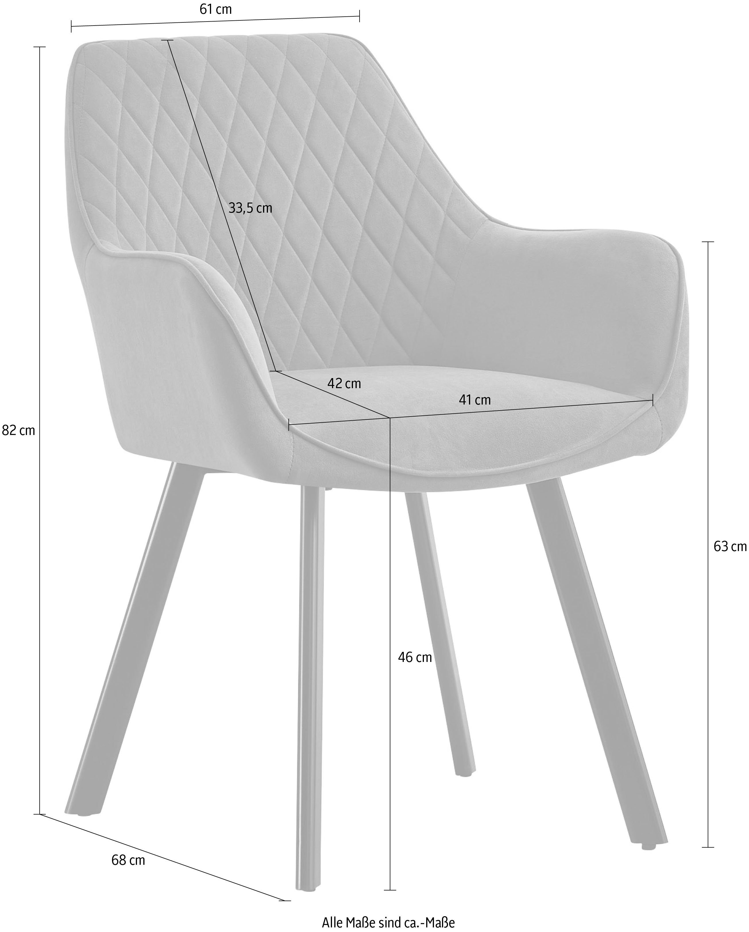 SalesFever Stoel met armleuningen met ruitstiksel (set, 2 stuks)