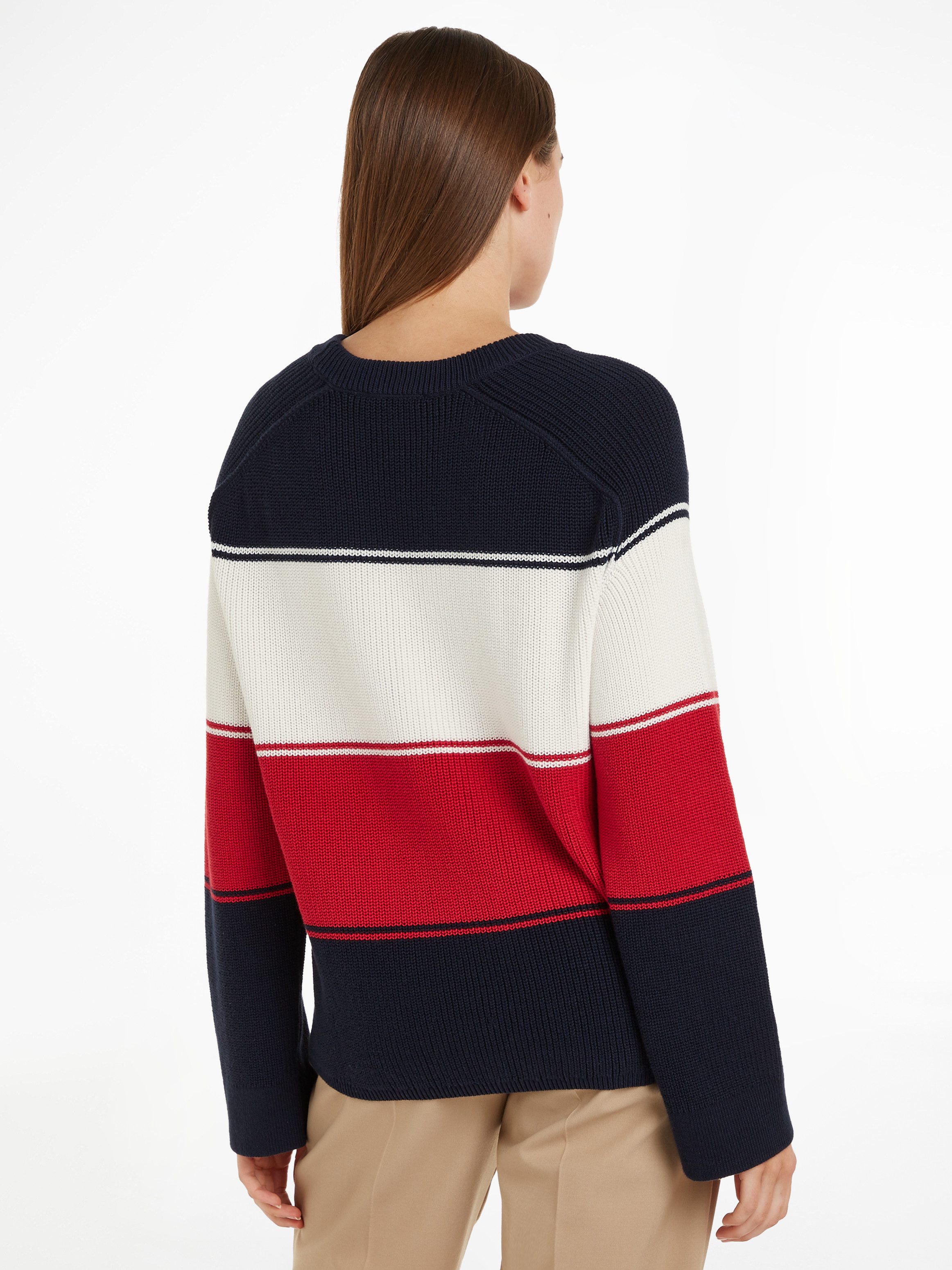 Tommy Hilfiger Trui met ronde hals met geborduurd logo (Global Serie TH VROUWEN)
