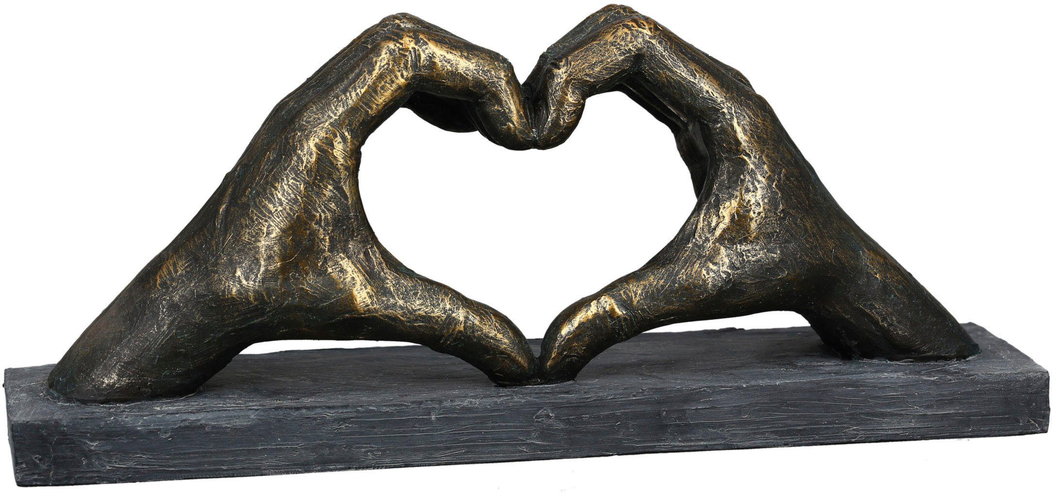 casablanca by gilde sierobject voor aan de wand sculptuur 'hart van handen' (1 stuk) bruin