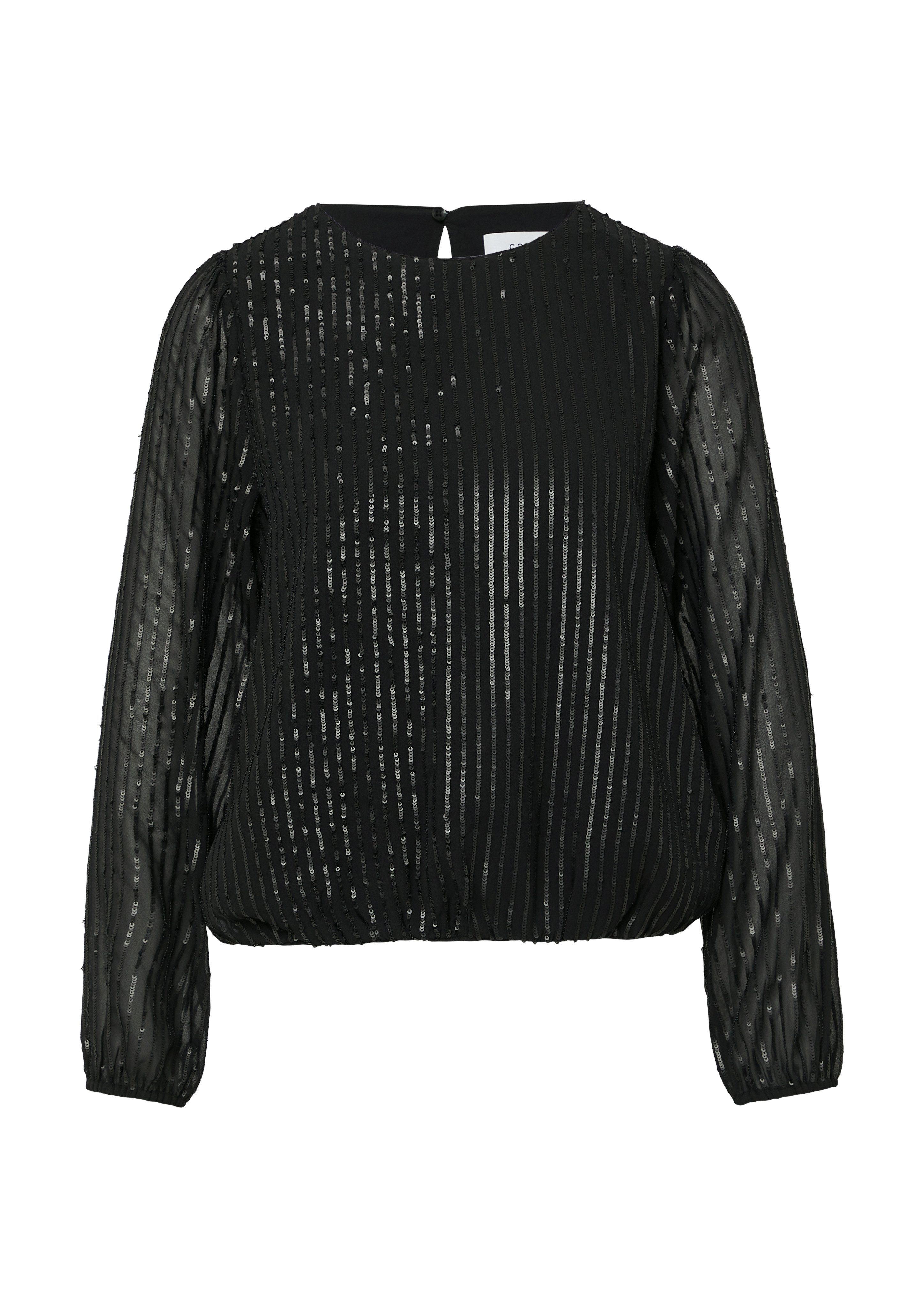 Comma Blouse met lange mouwen met pailletten-patroon