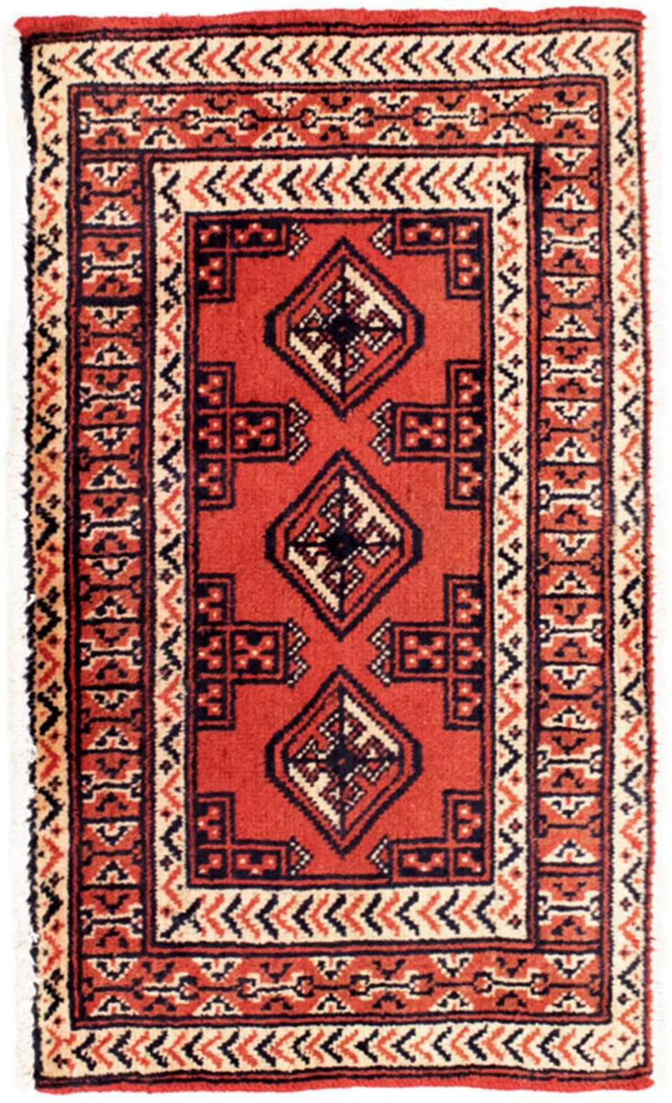 morgenland Wollen kleed Turkaman vloerkleed met de hand geknoopt rood