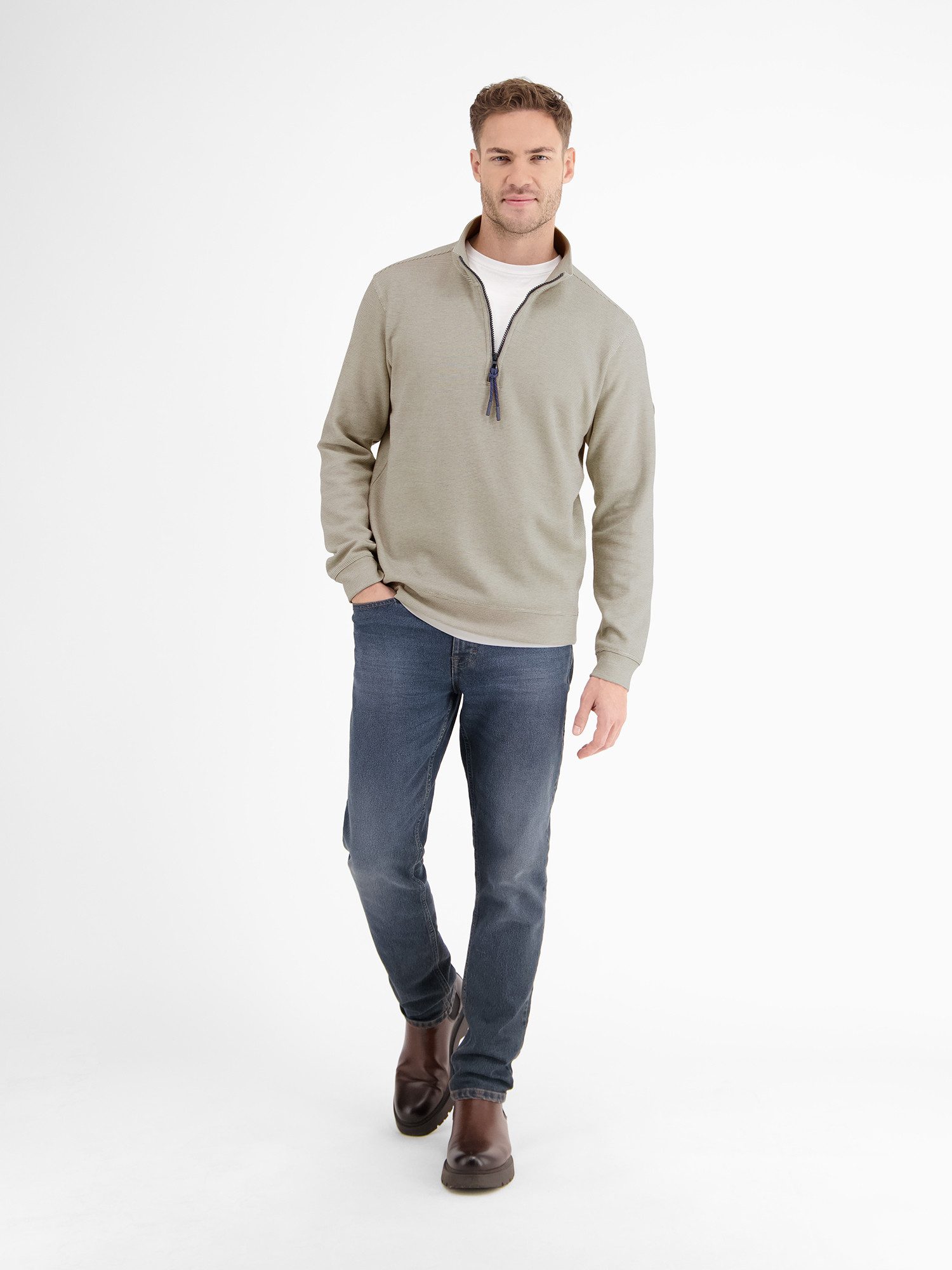 Lerros Sweatshirt LERROS effen brei troyer voor heren
