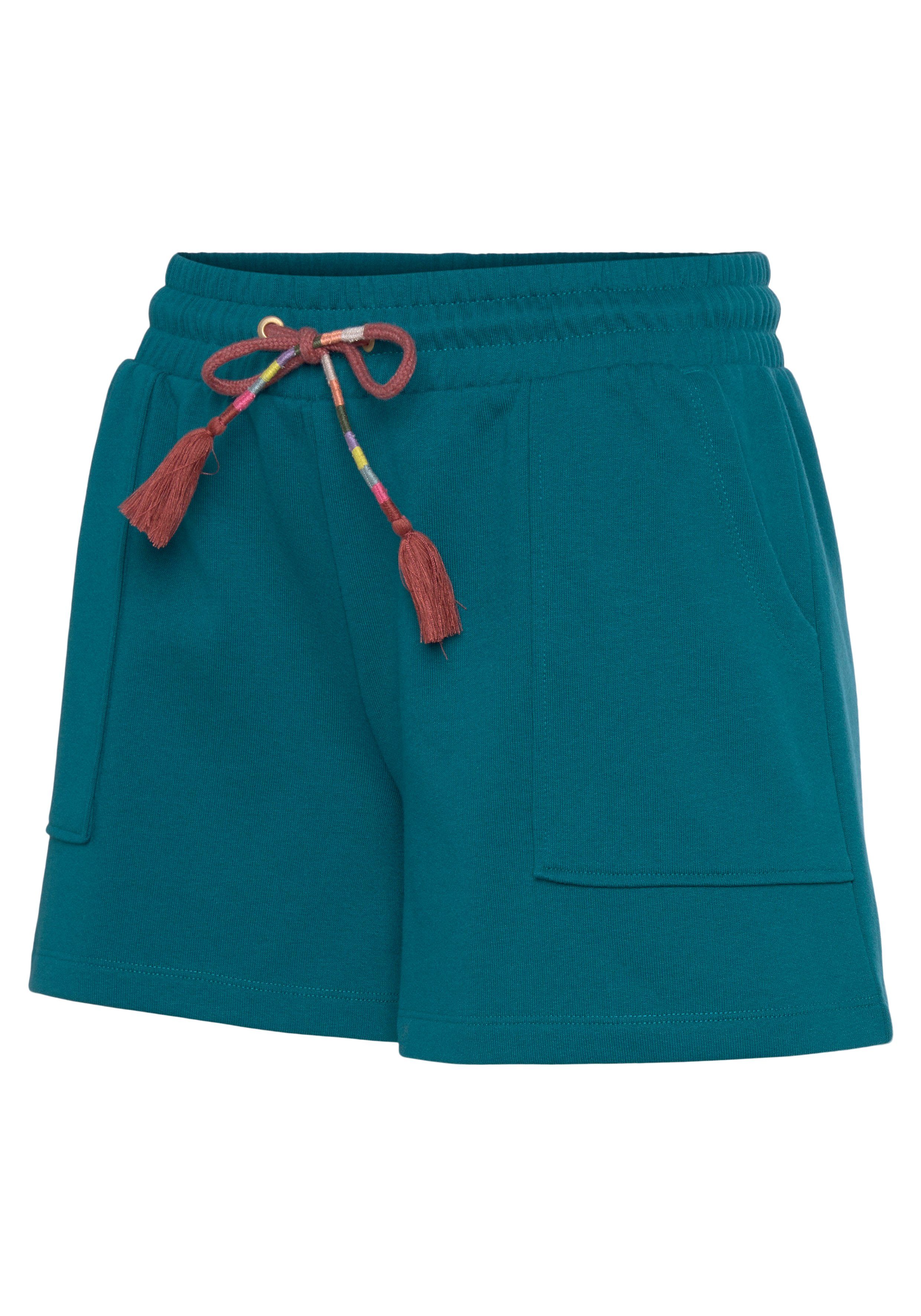 Vivance Sweatshort Korte broek met opgestikte zakken en contrastkoord loungewear