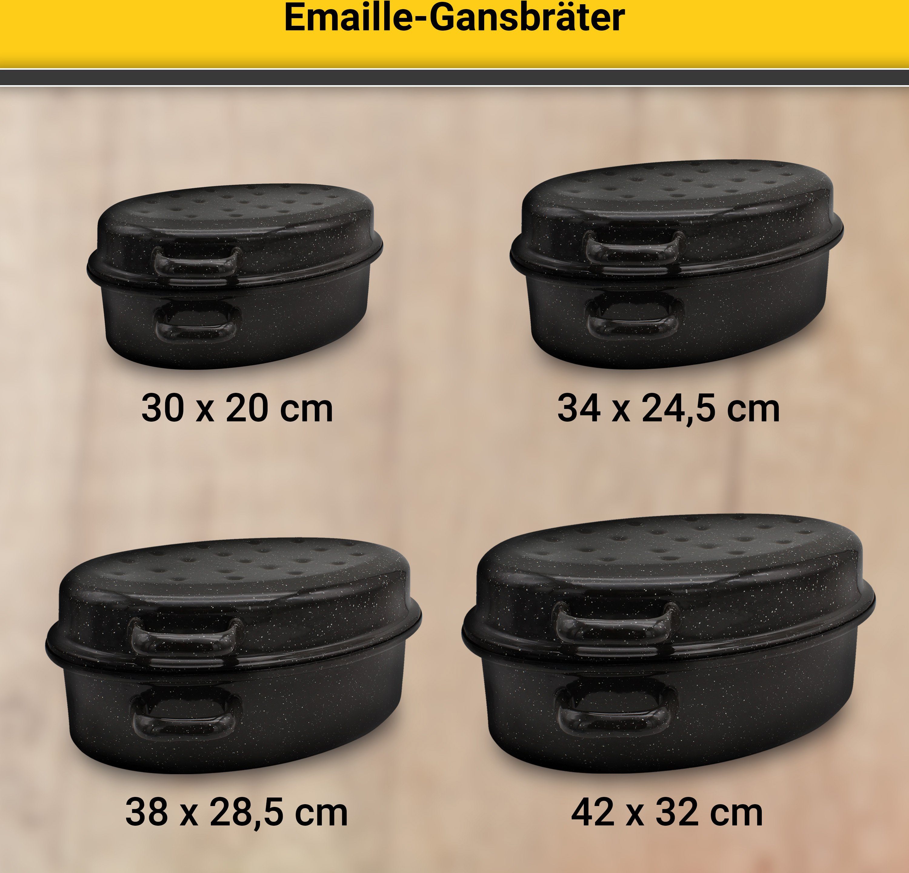 Krüger Braadpan Gansbraadpan met druipdeksel voor inductiekookvelden geschikt