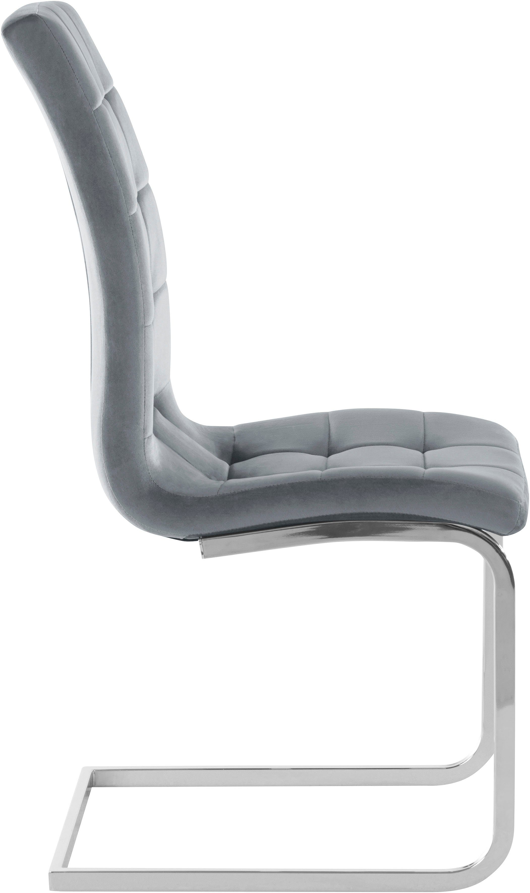 INOSIGN Vrijdragende stoel Lola set van 2 of 4, bekleding van imitatieleer of fluweelstof, chroom metalen frame (set)