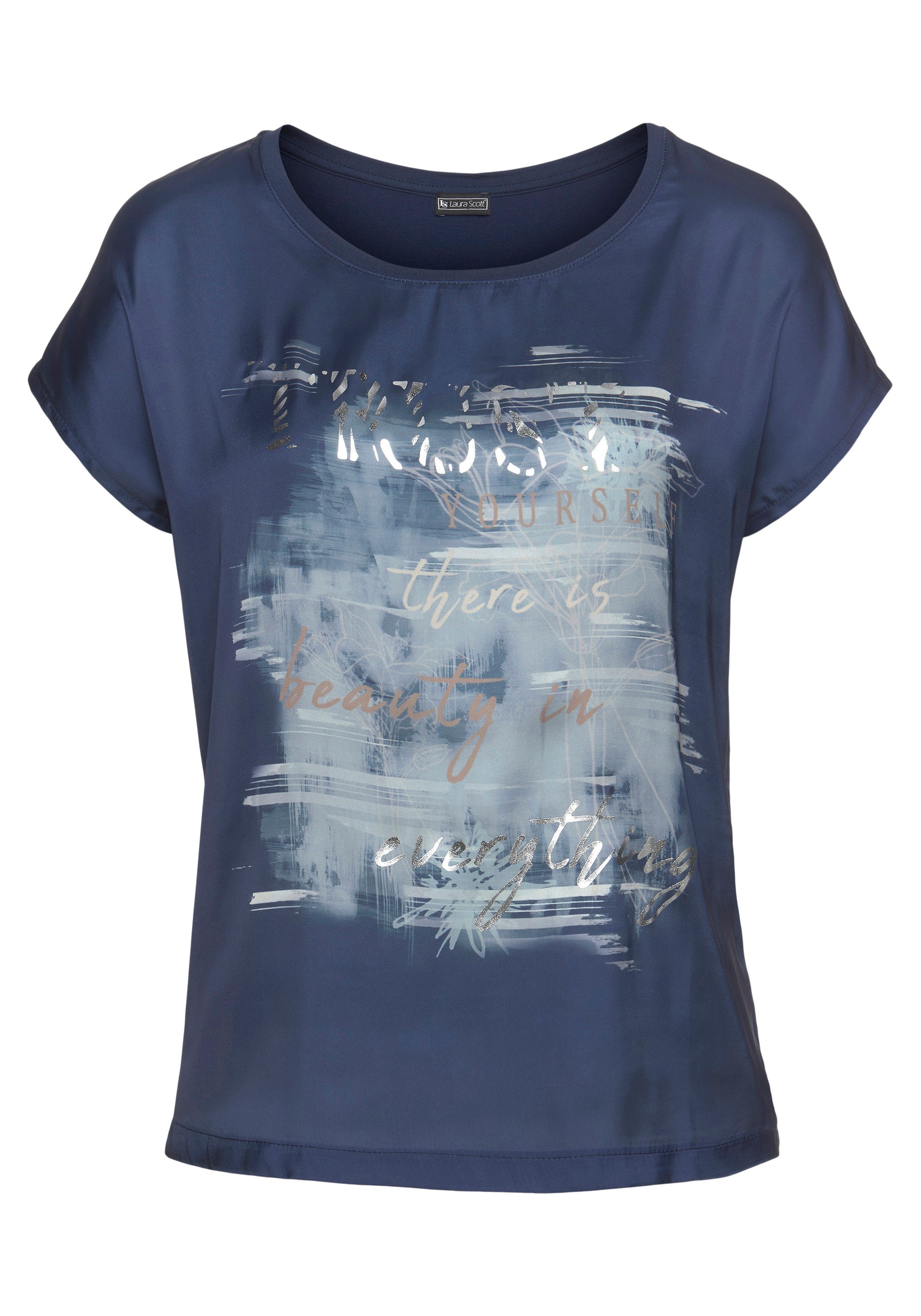 Laura Scott Shirtblouse van satijn met stijlvolle print