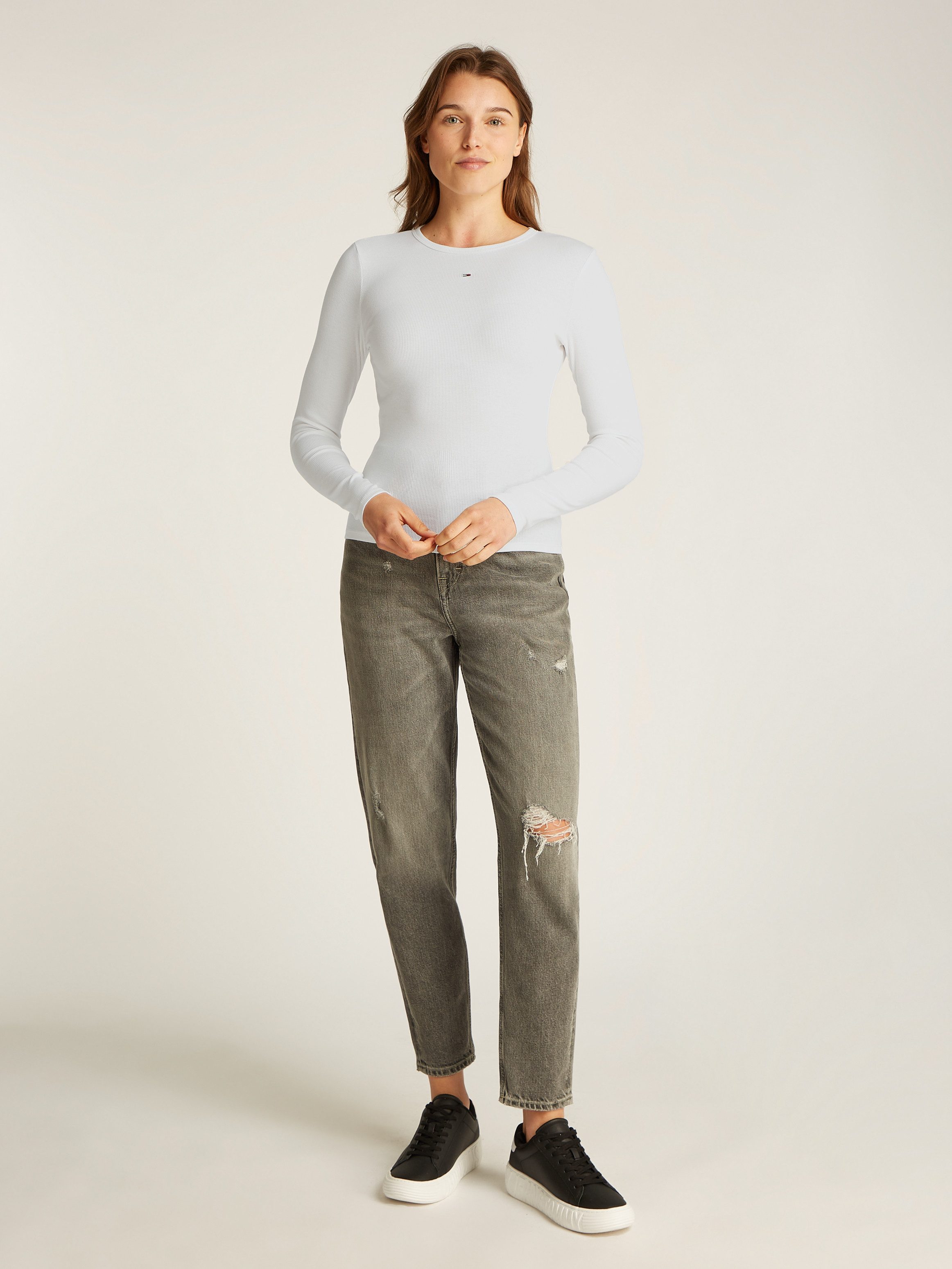 TOMMY JEANS Shirt met lange mouwen TJW SLIM ESSENTIAL RIB LS