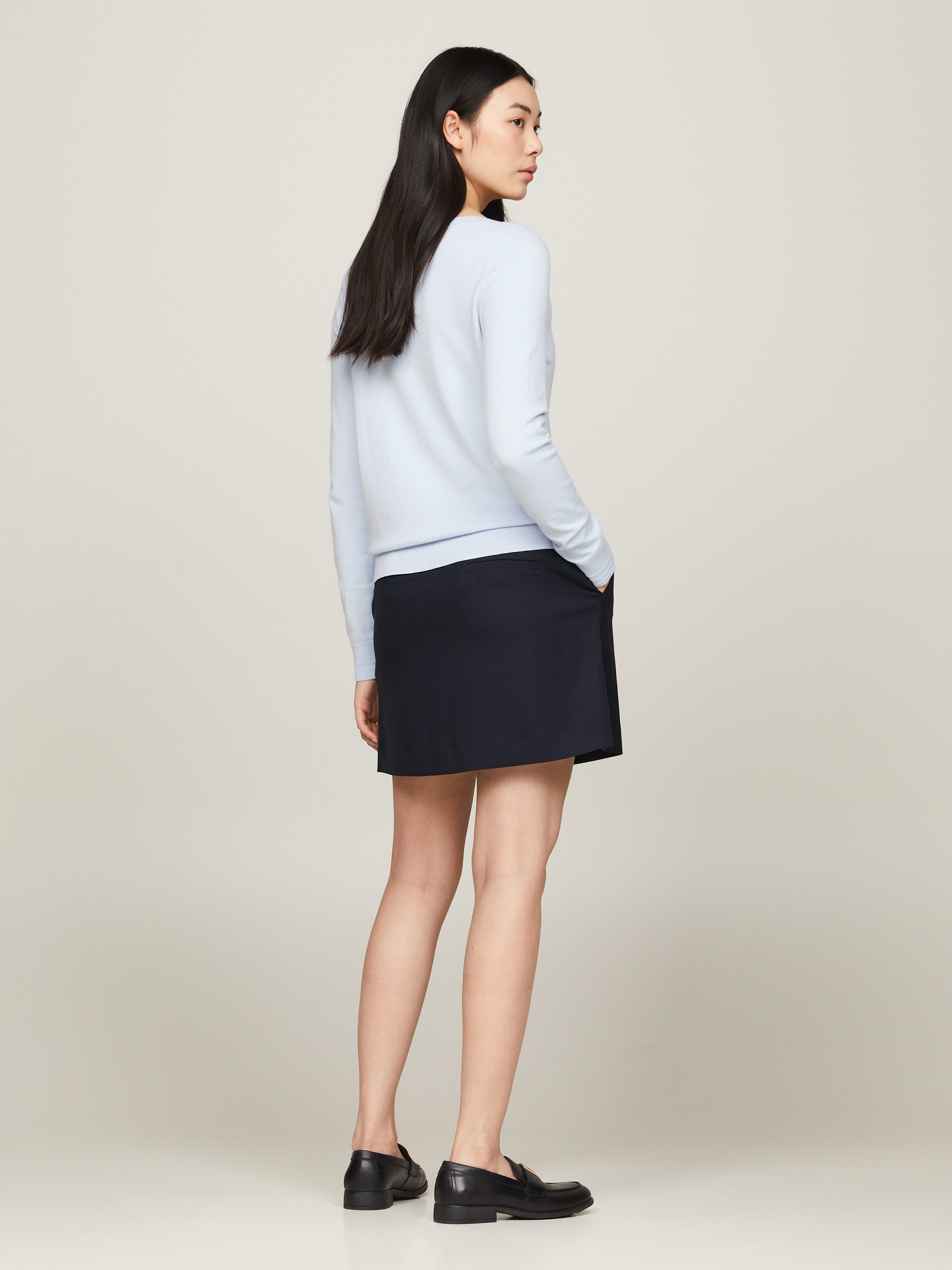 Tommy Hilfiger Gebreide trui CO JERSEY STITCH BOAT-NK SWEATER met -merklabel op de mouw