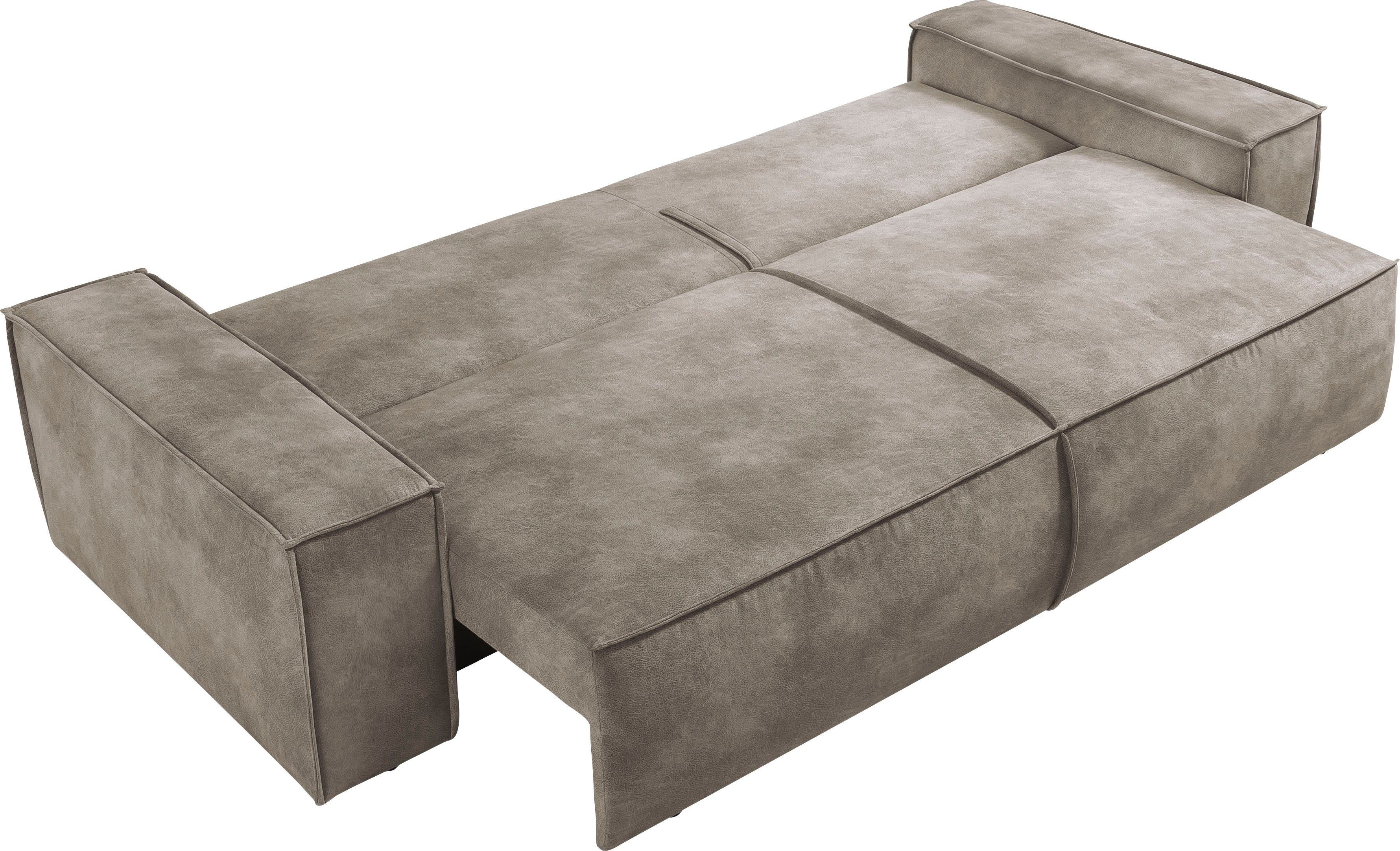 Home affaire 3-zitsbank SHERWOOD slaapbank (257 cm) ribfluweel, velours, vintage lederlook