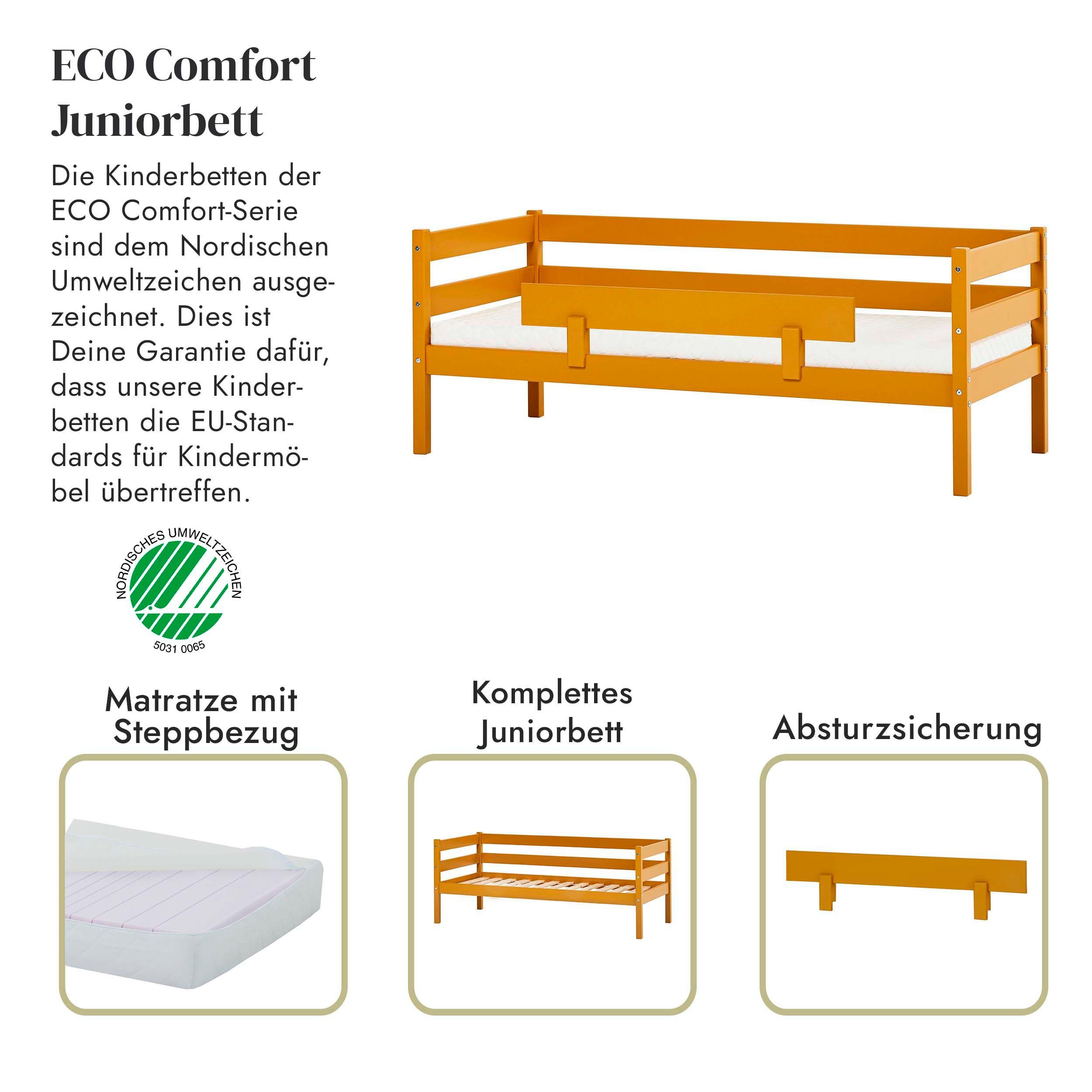 Hoppekids 1-persoonsledikant ECO Comfort kinderbed, massief grenenhout, tienerbed inclusief lattenbodem (set)