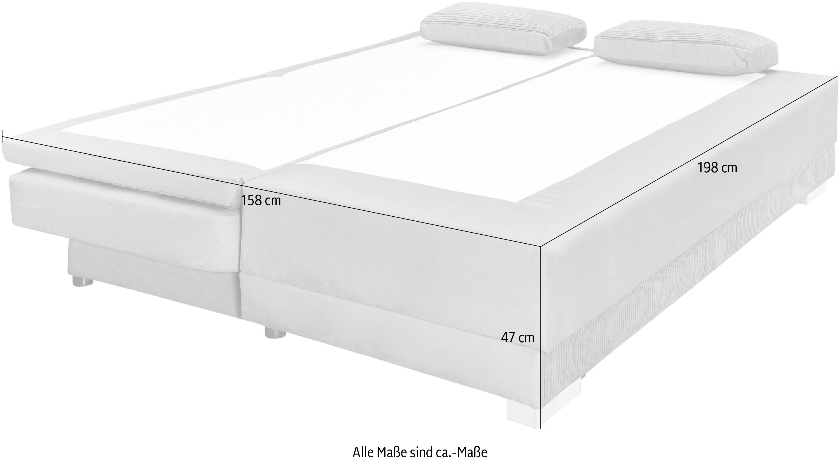 INOSIGN Slaapbank Ben met boxspringopbouw, slaapfunctie & bedkist, bank met bedfunctie