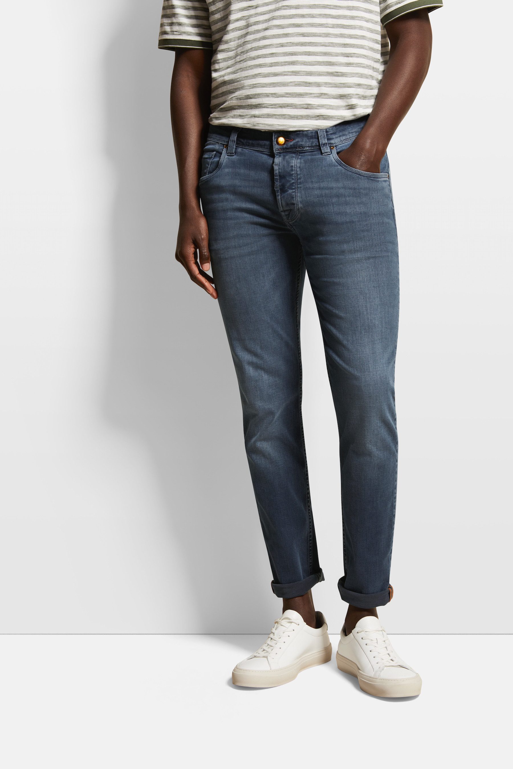 Bugatti 5-pocket jeans in gebruikte look heren jeans maat 38 blauw