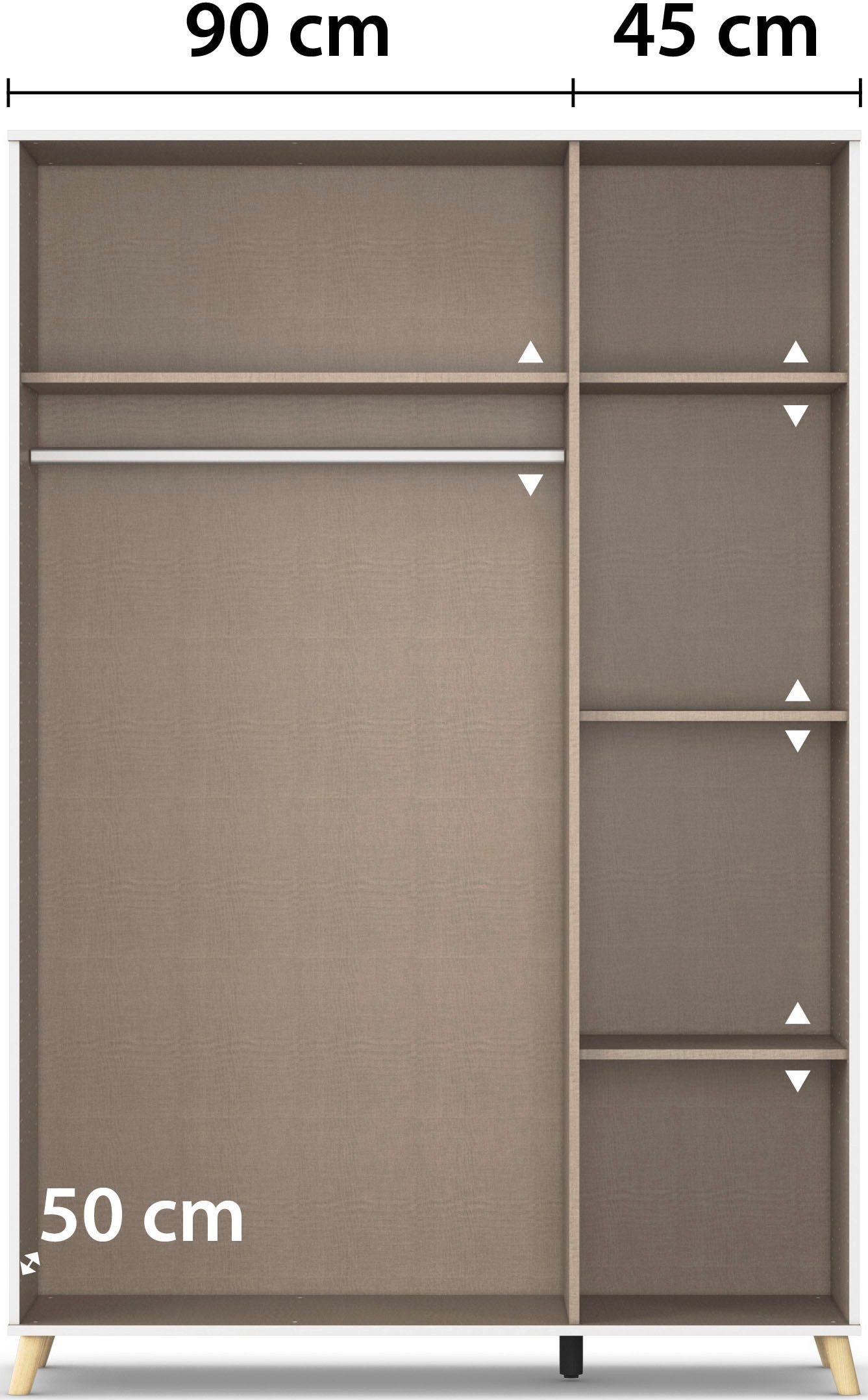 rauch Kledingkast Ottos Choice Skandi Kinderkamer Bestseller Slaapkamerkast FALUN in moderne scandi-look, poten/handgrepen eiken massief made in germany