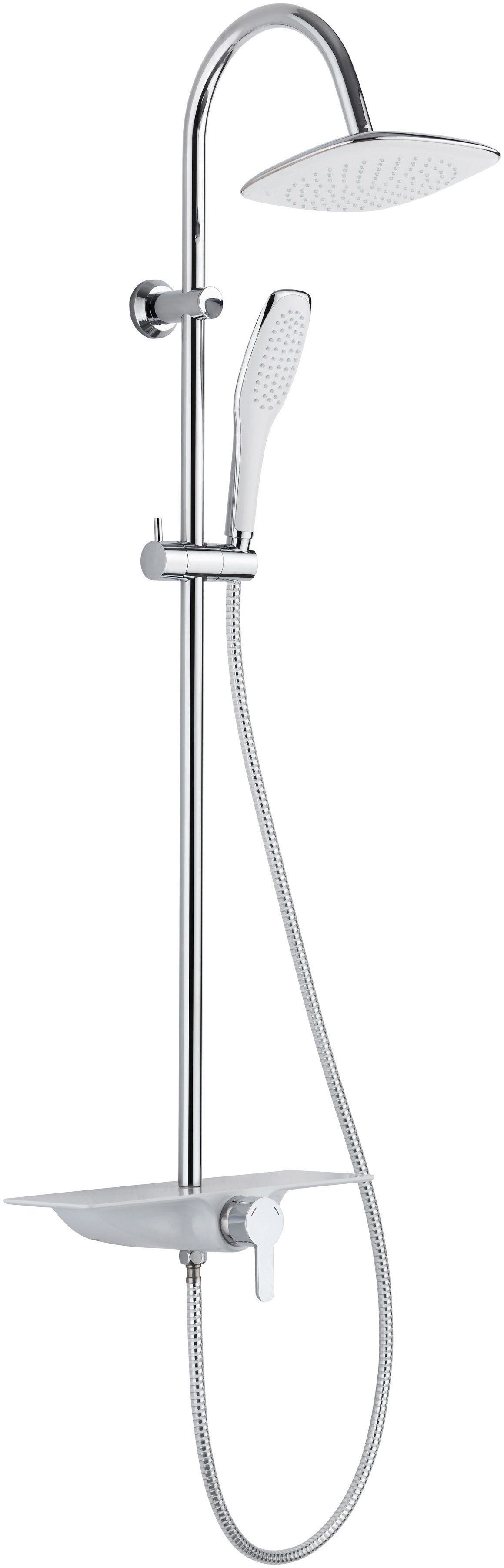 Schütte Slang en handdouche Waterway Douchesysteem met kraan en regendouche, chroom/wit