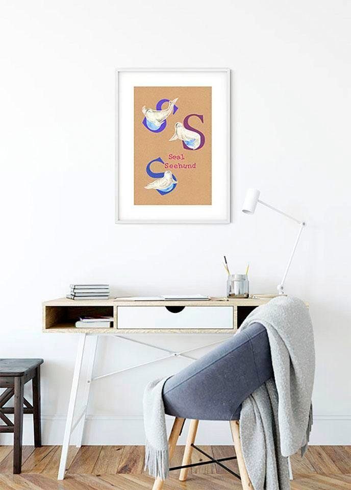 Komar Wanddecoratie ABC animal S Wanddecoratie - zonder lijst (1 stuk)