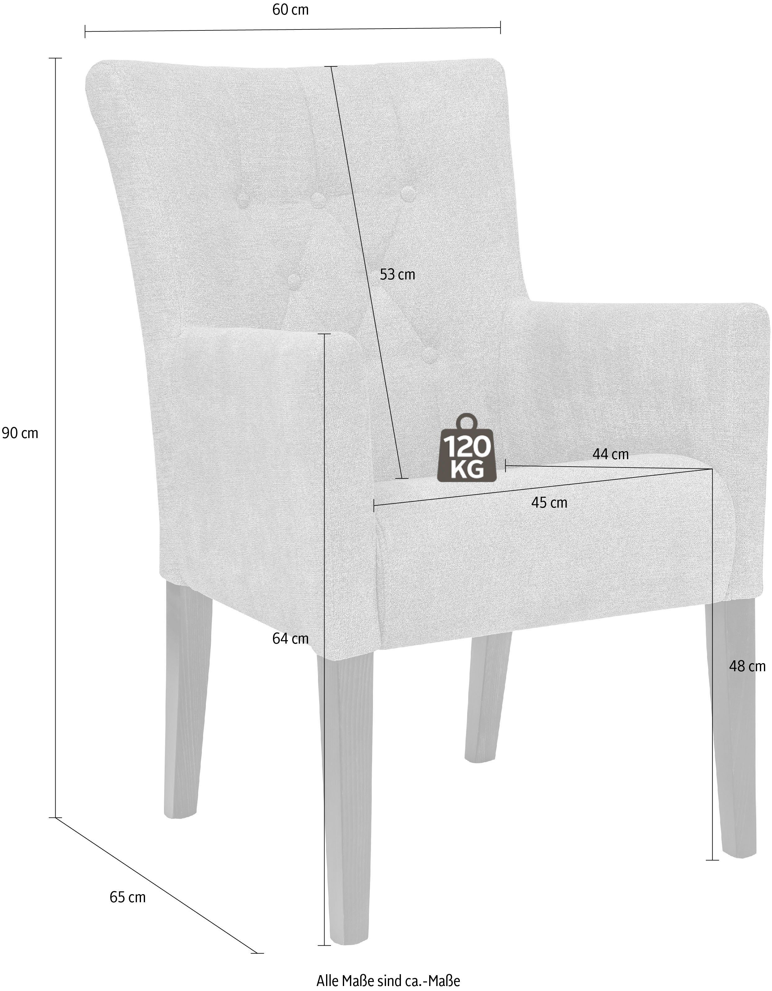 Home affaire Eetkamerstoel King Fauteuil met knoopdetails, gestoffeerde stoel (1 stuk)