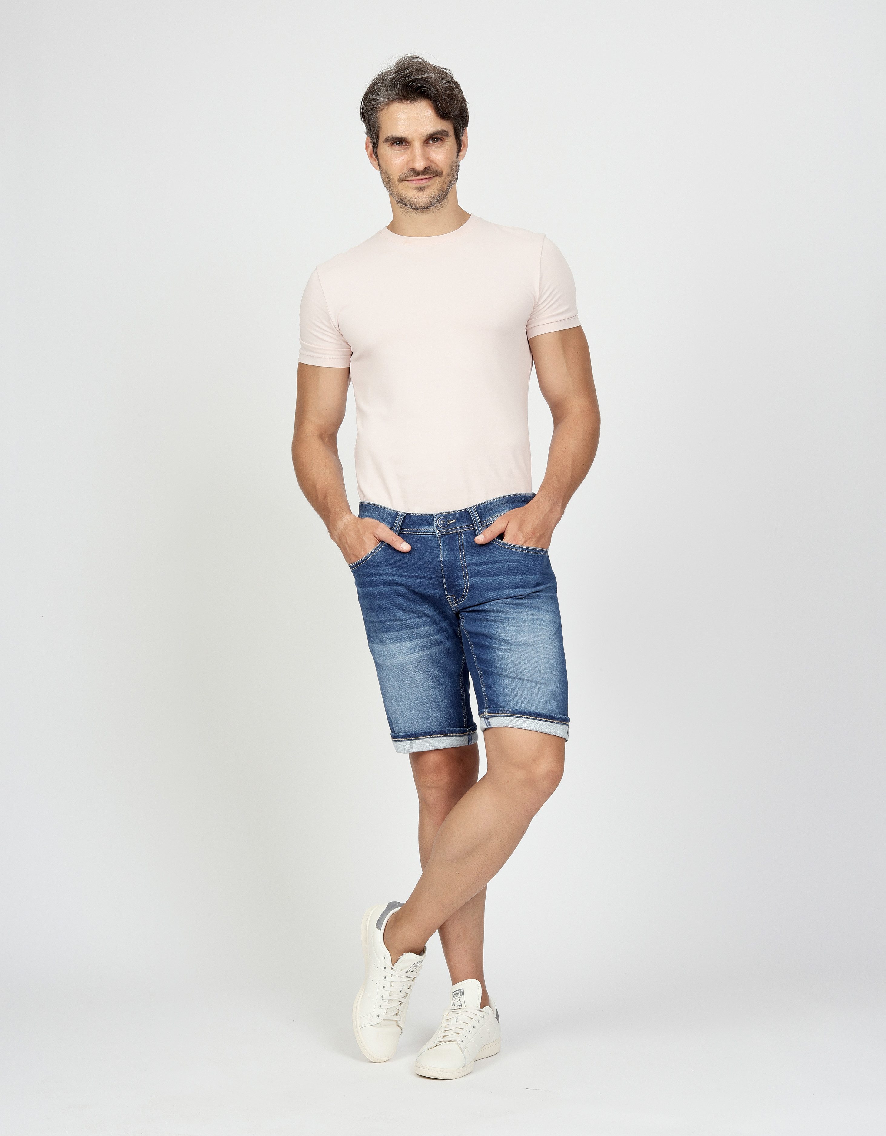GANG Jeansshort 94NICO met omslagzoom