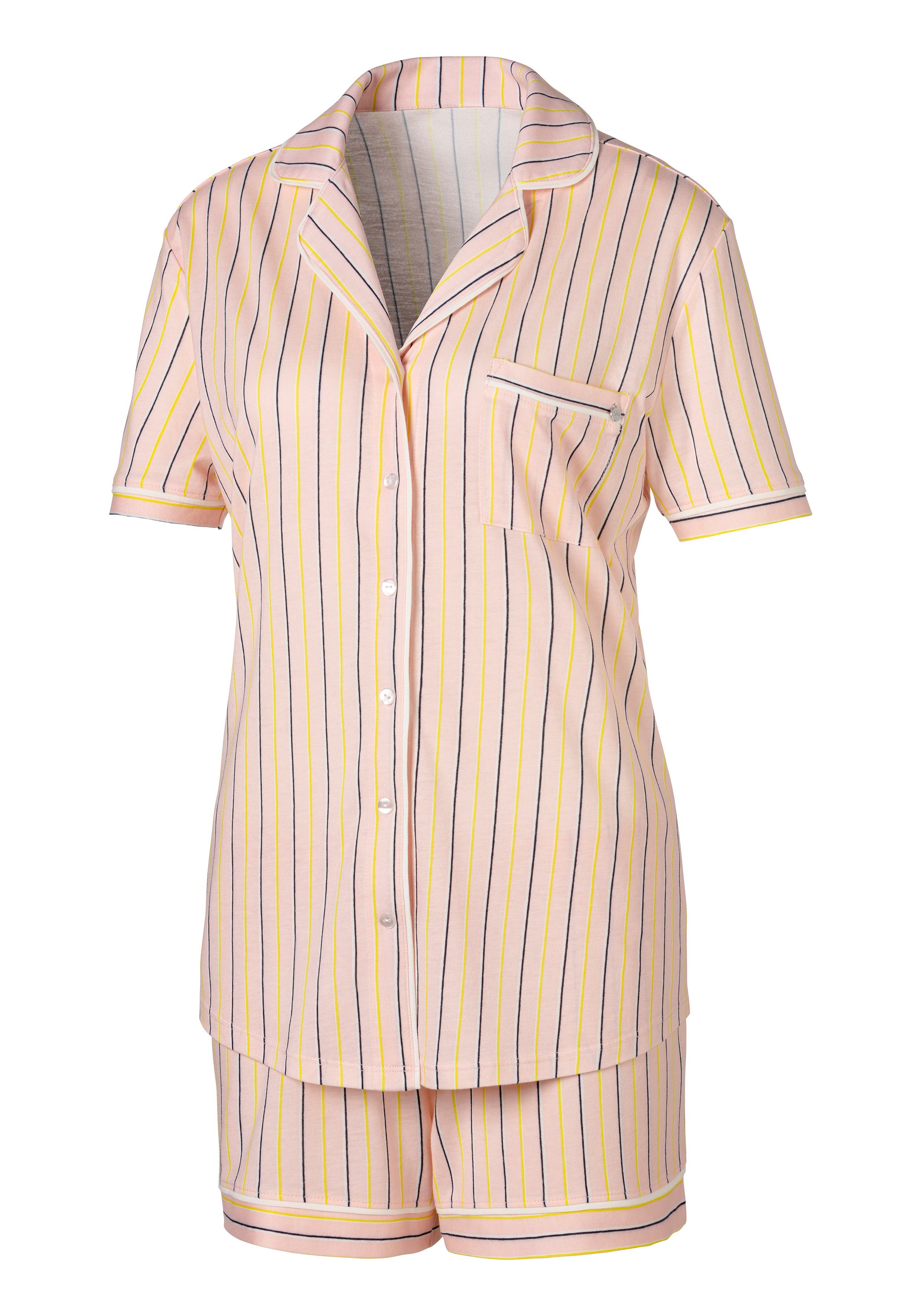 s.Oliver RED LABEL Beachwear Shortama met knoopsluiting en borstzak (2-delig)