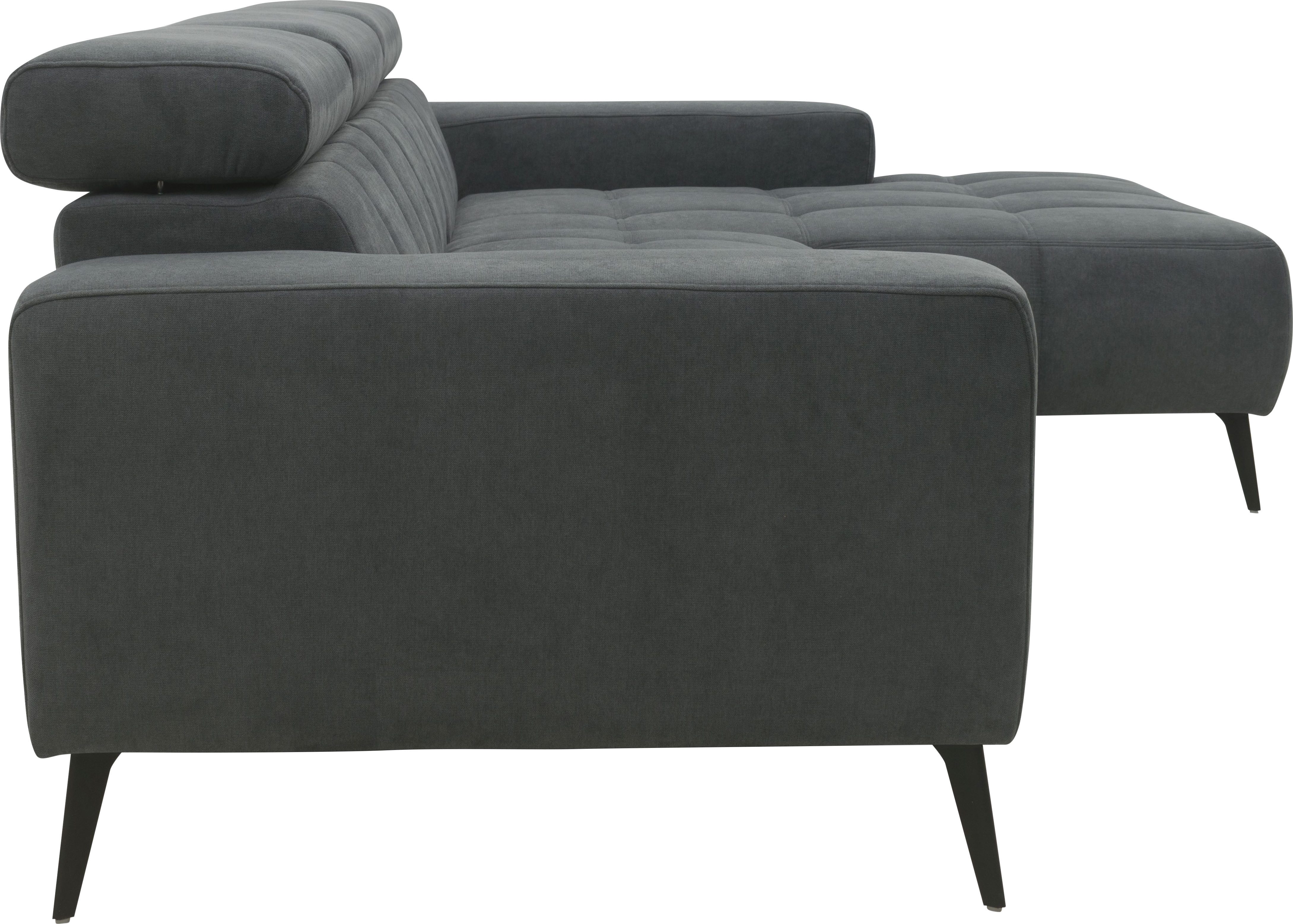 DOMO collection Hoekbank Trento L-vorm, met sledevoet of enkele voet naar keuze met verstelbare hoofdsteun, récamier links/rechts bestelbaar