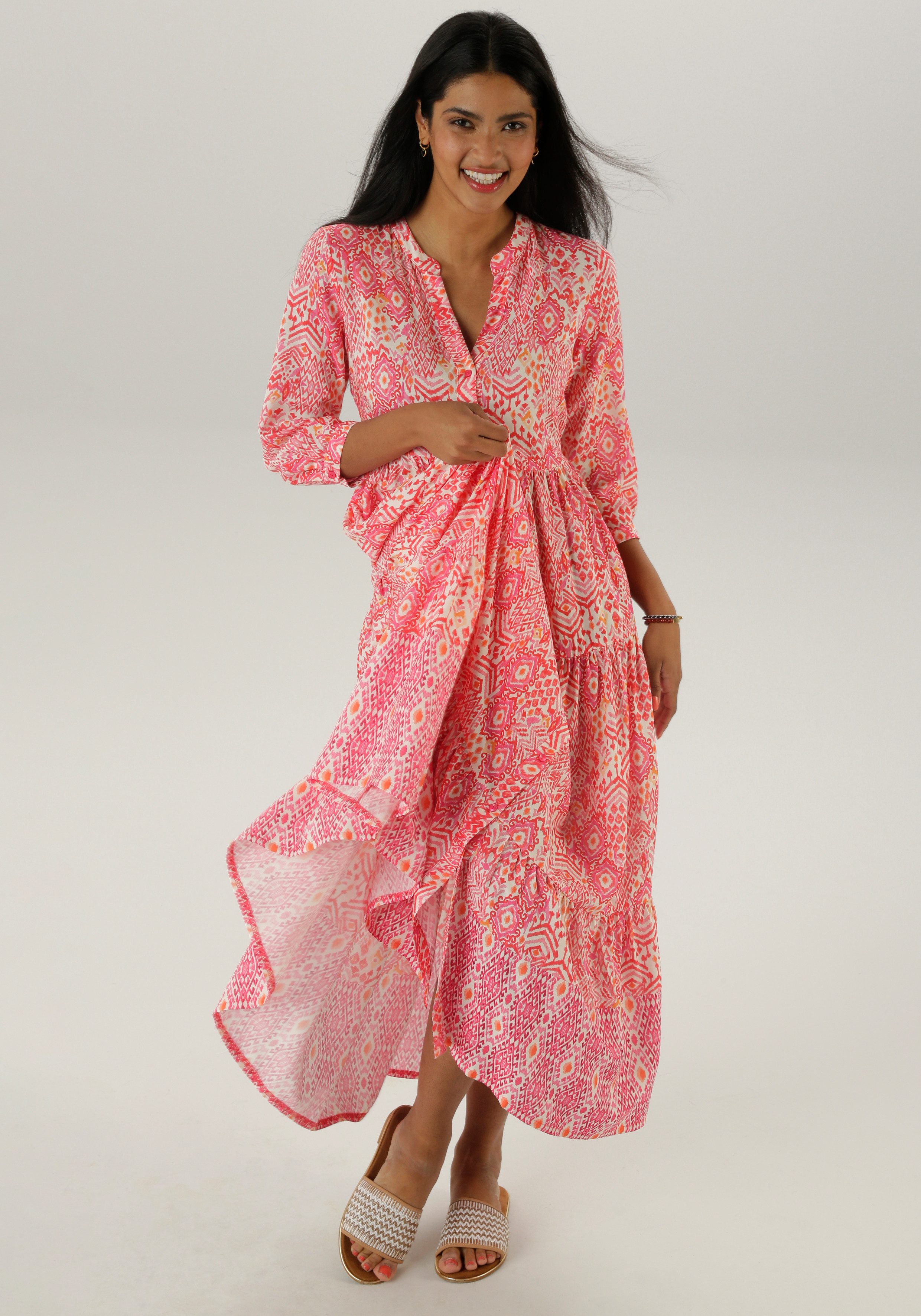 Aniston SELECTED Maxi-jurk met frisse zomerse etnische patronen