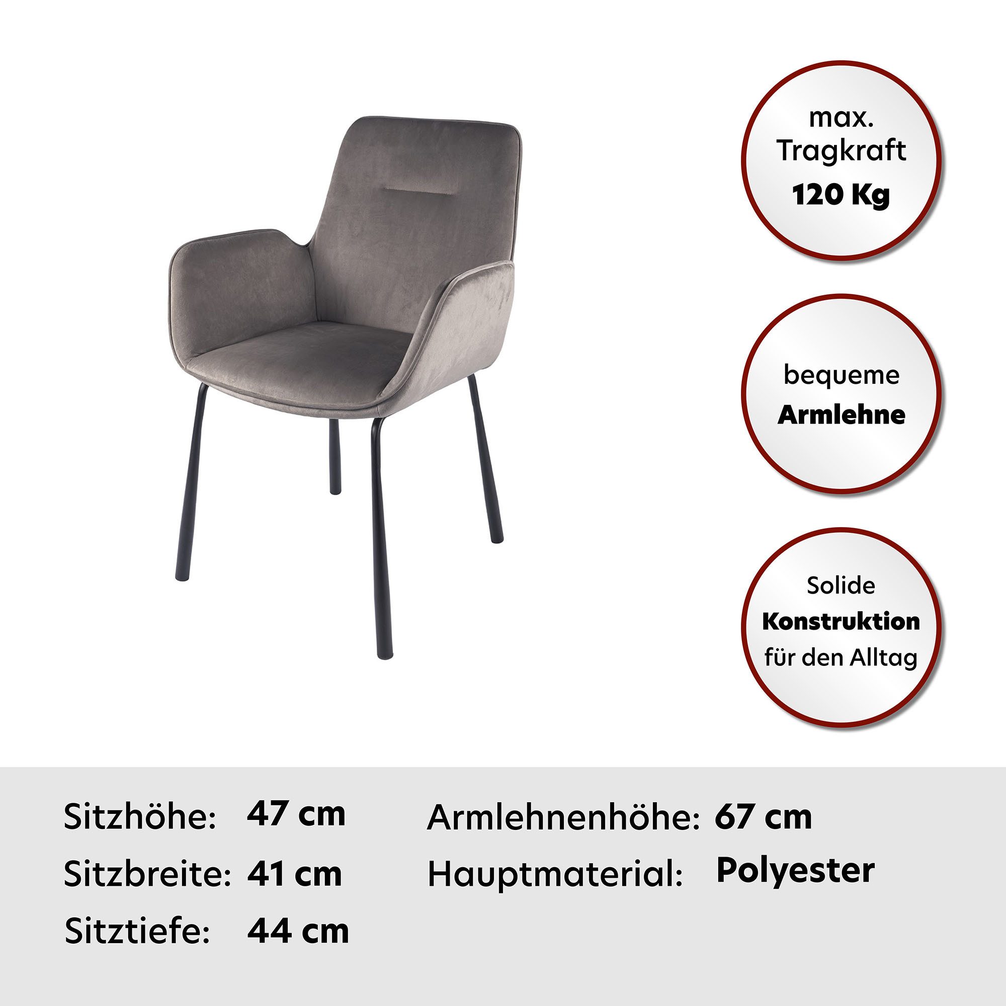 Kayoom Stoel Eliot 125, retro-stoel, elegant ontwerp in eenvoudige uitvoering (1 stuk)