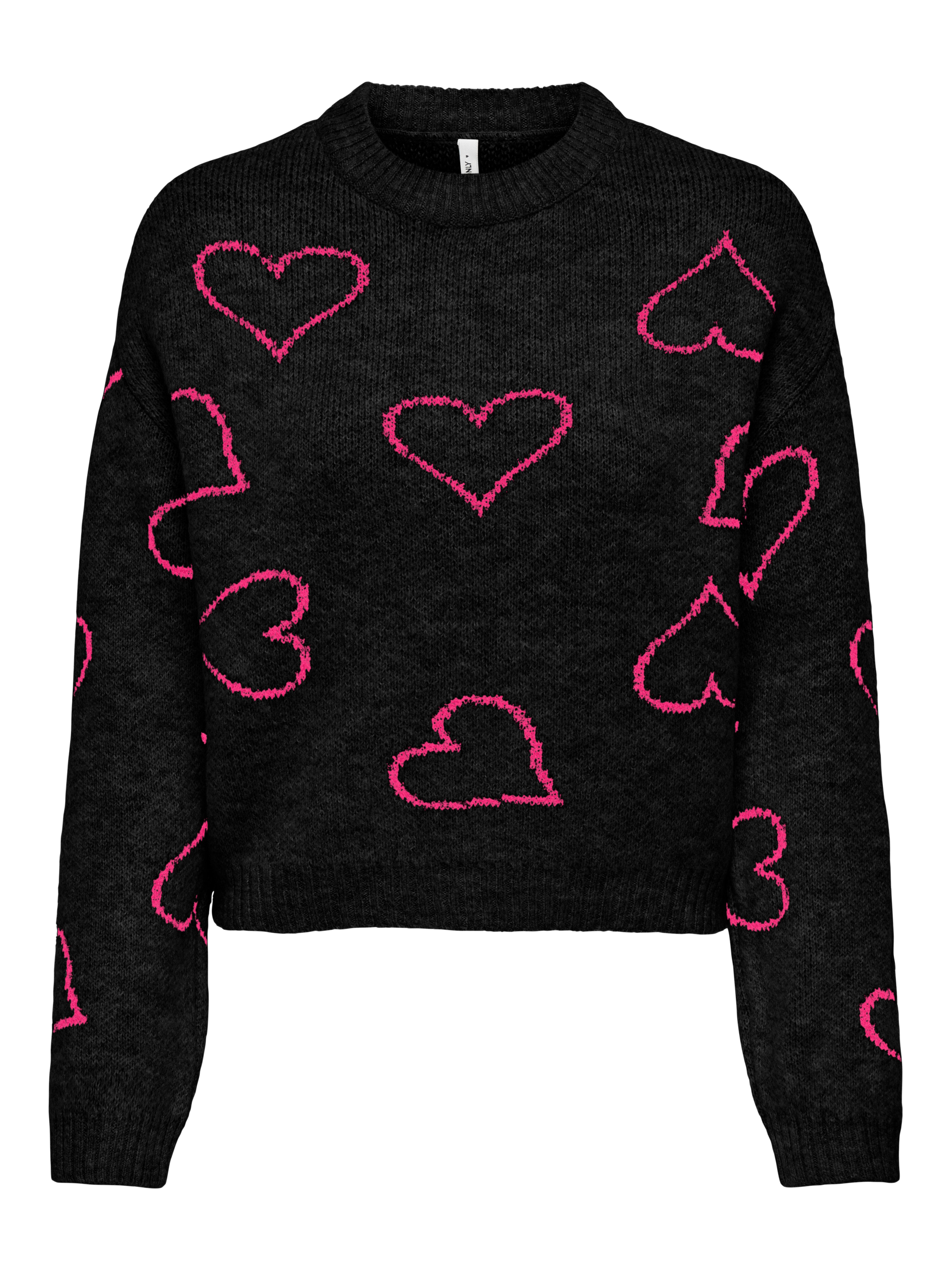 Only Trui met ronde hals ONLHAPPIE LS HEART O-NECK KNT