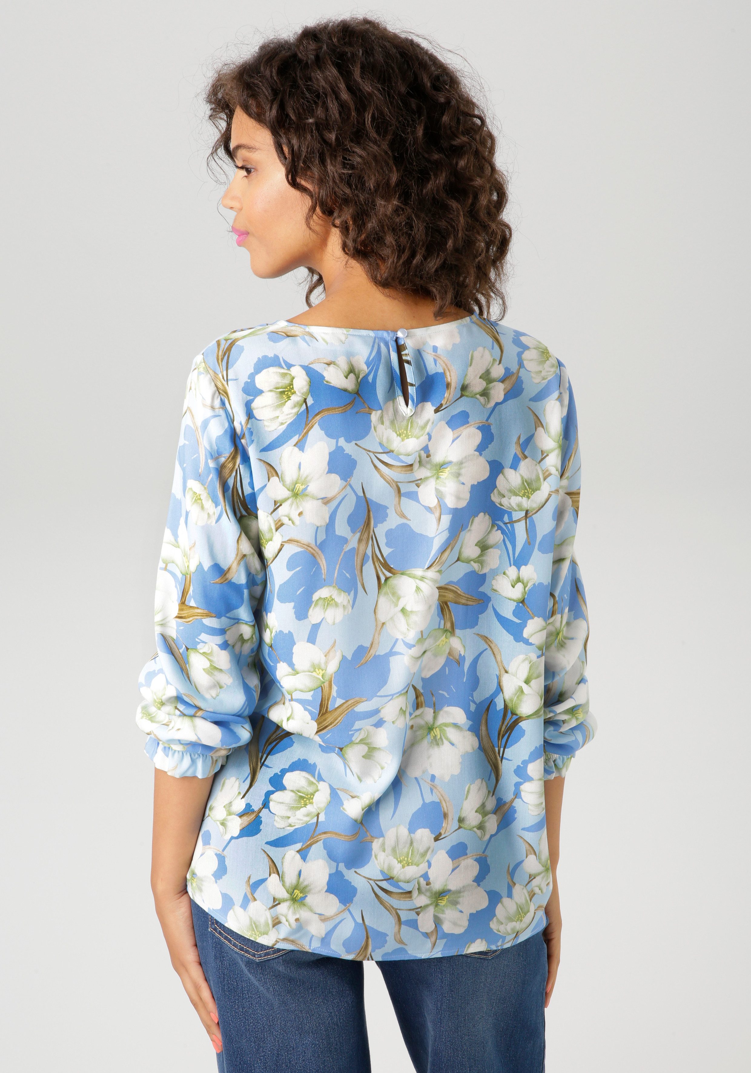 Aniston CASUAL Blouse zonder sluiting met harmonieuze bloemenprint - nieuwe collectie
