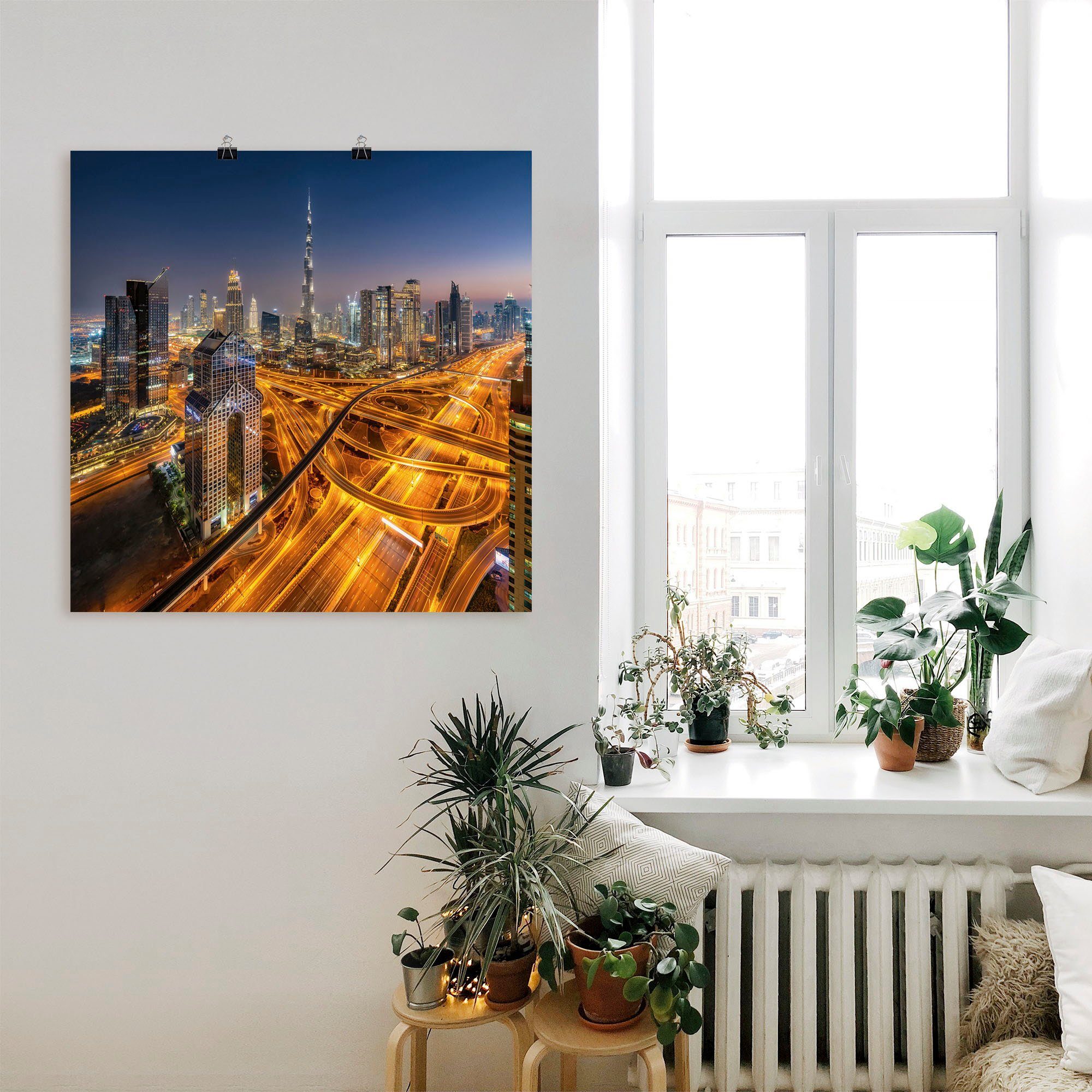 Artland Artprint Skyline Dubai als artprint van aluminium, artprint voor buiten, muursticker in diverse maten