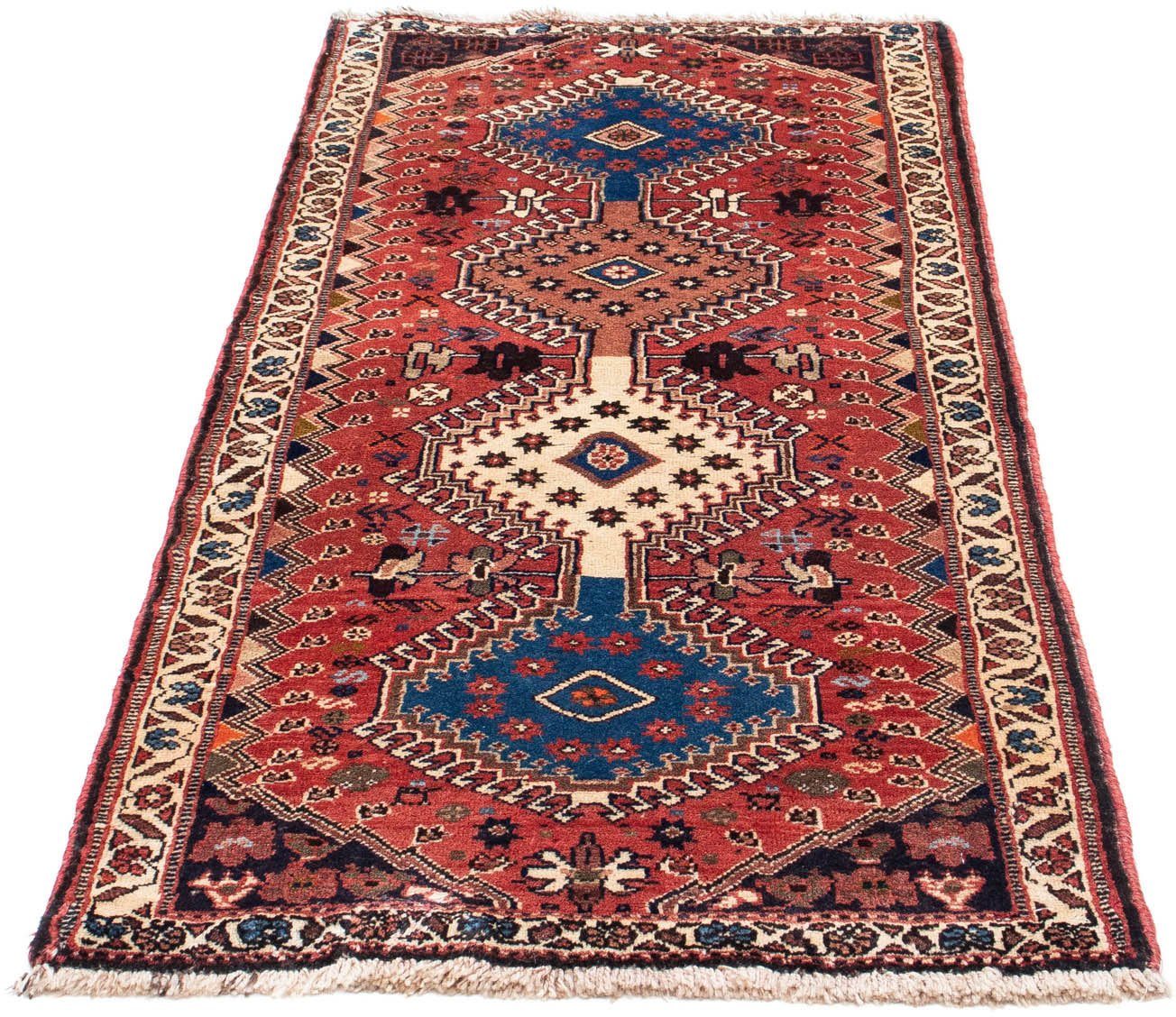 morgenland Wollen kleed Hosseinabad medaillon rosso chiaro 128 x 80 cm Handgeknoopt