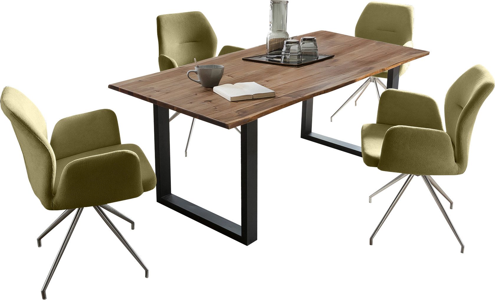 SalesFever Eethoek Tafelblad behandeld met OSMO hardwasolie in zijdeglans afwerking (set, 5-delig)