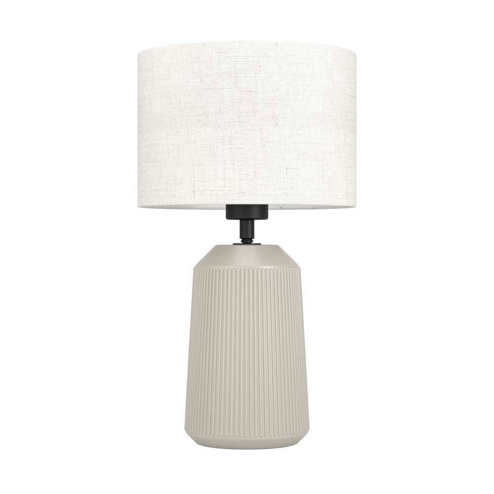 EGLO Tafellamp CAPALBIO Nachtkastlamp, keramiek in zandkleur en textiel in wit, E27 fitting (1 stuk)