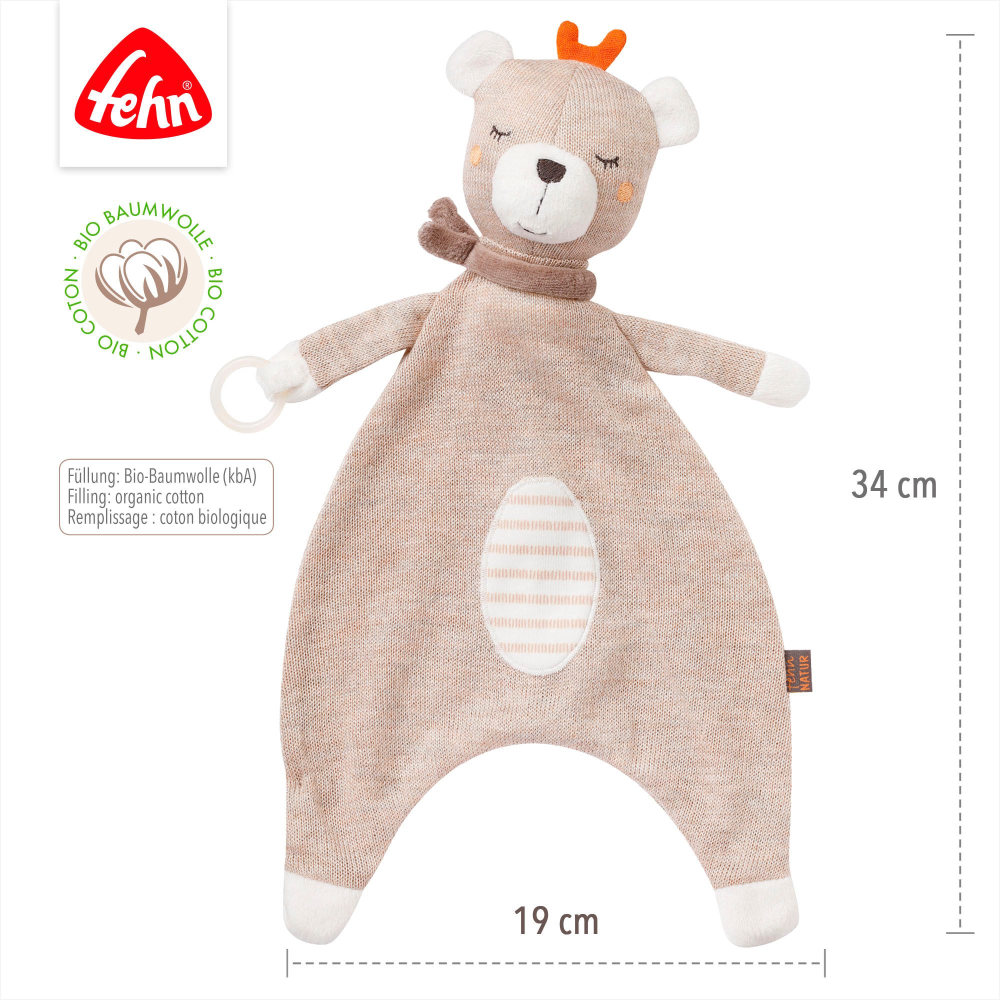 Fehn Knuffeldoekje FehnNATUR, knuffeldoek teddy