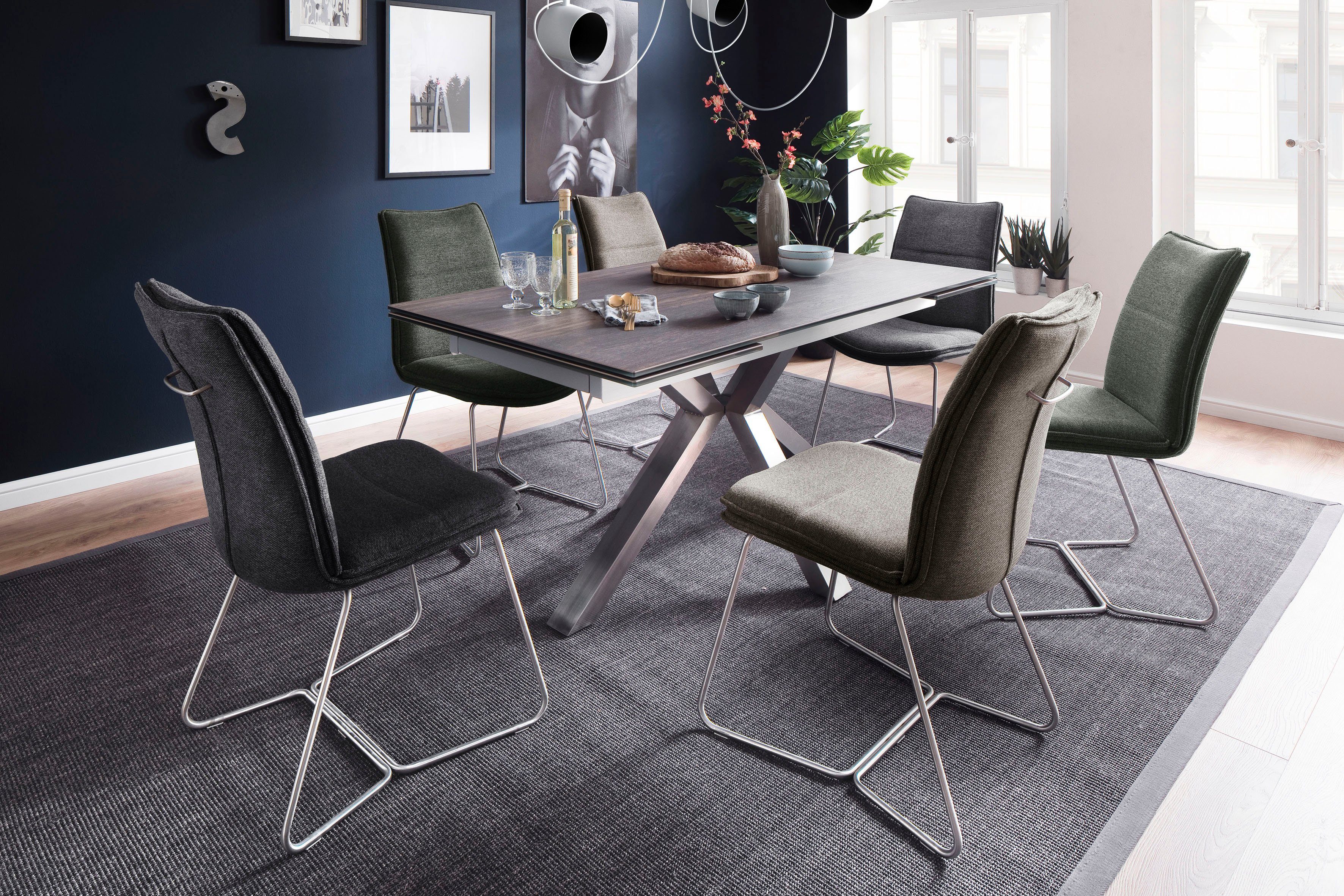MCA furniture Eettafel Nagano Eettafel glas-keramiek met uittrekbaar deel aan de kopse kant