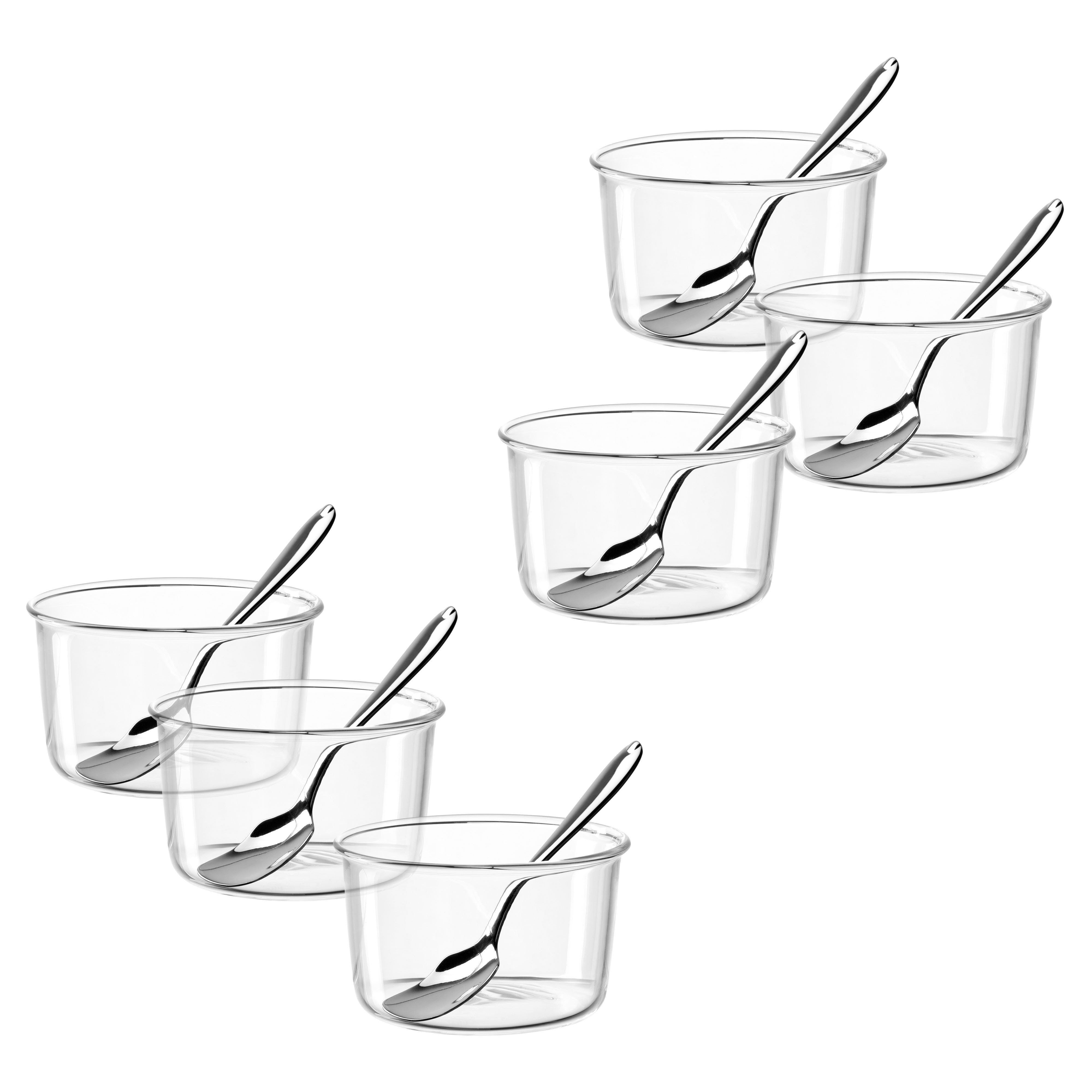 LEONARDO Schaal VETRO, Ø 9 cm, 6 kommen + 6 ijslepels (set, 12-delig) schaaltjes wit