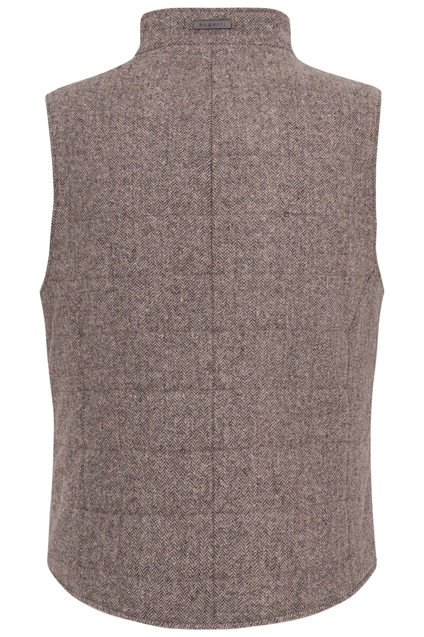 Bugatti Korte bodywarmer met tonale visgraatpatroon