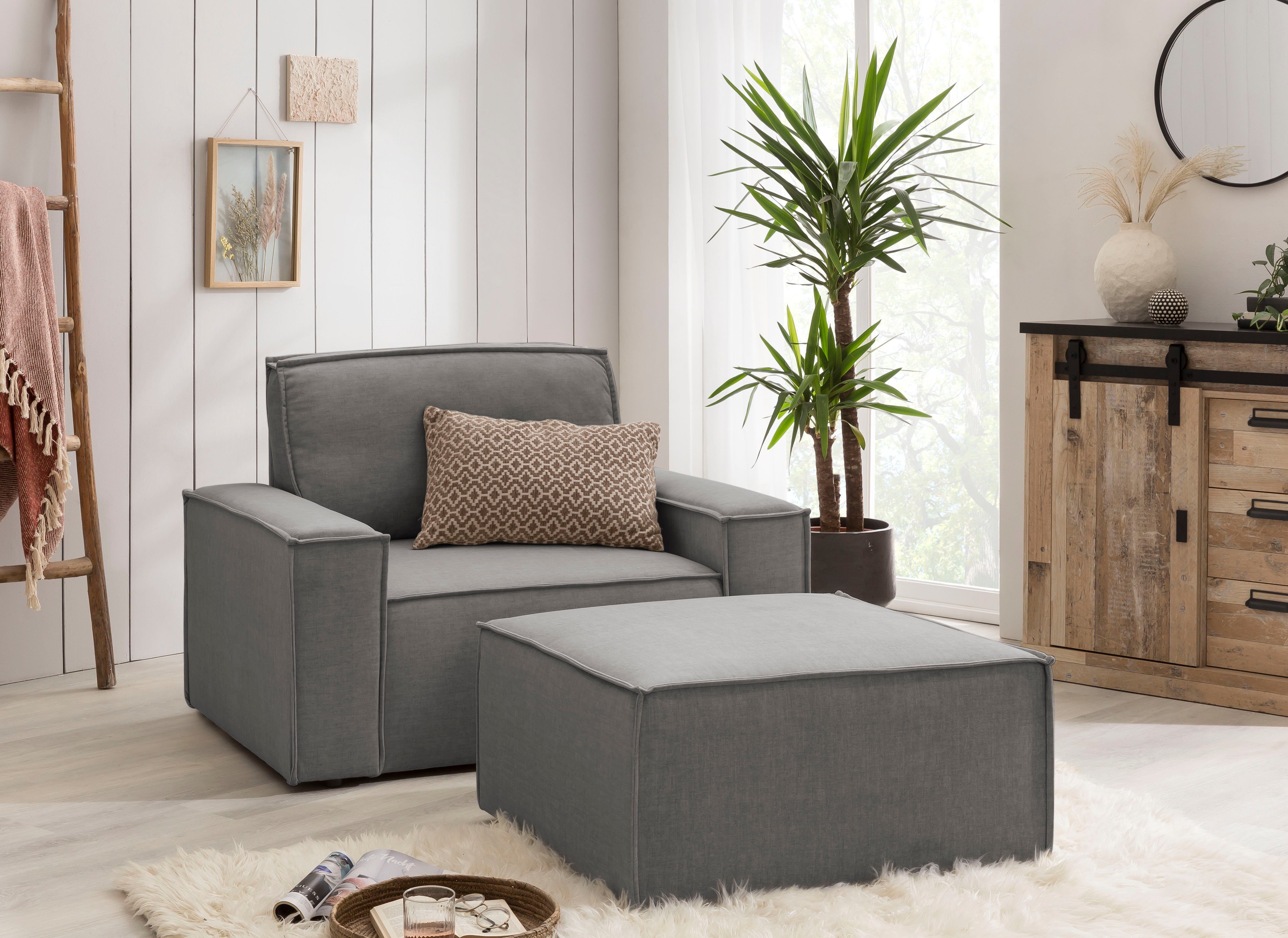 Home affaire Fauteuil Sherwood Loveseat en hocker als set, passend bij de bekleding-serie SHERWOOD